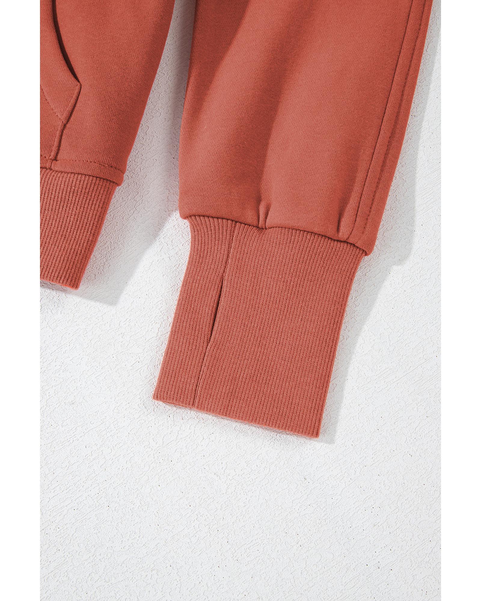Flamingo Fleece Lined Zip Up Stand Collar Thumbhole Sleeve Sweatshirt - L