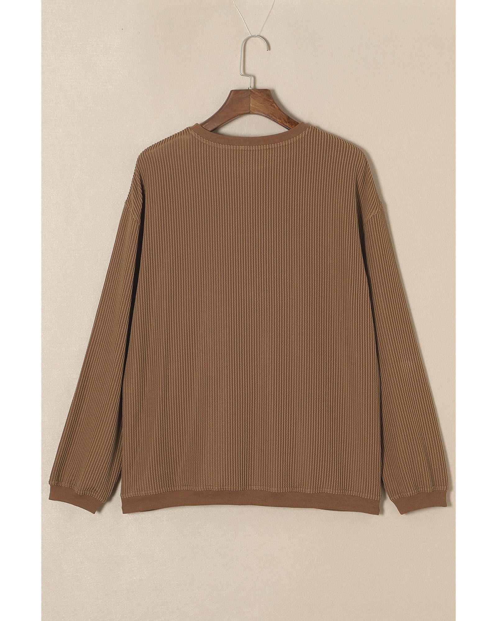 Khaki You Are Loved Print Corduroy Sweatshirt - L 6