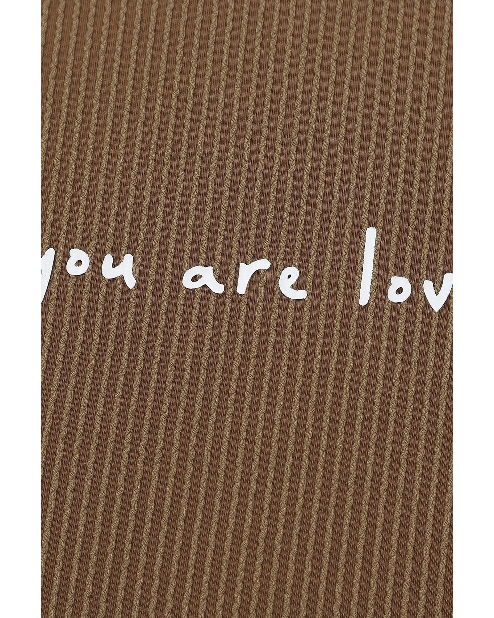 Khaki You Are Loved Print Corduroy Sweatshirt - XL 5