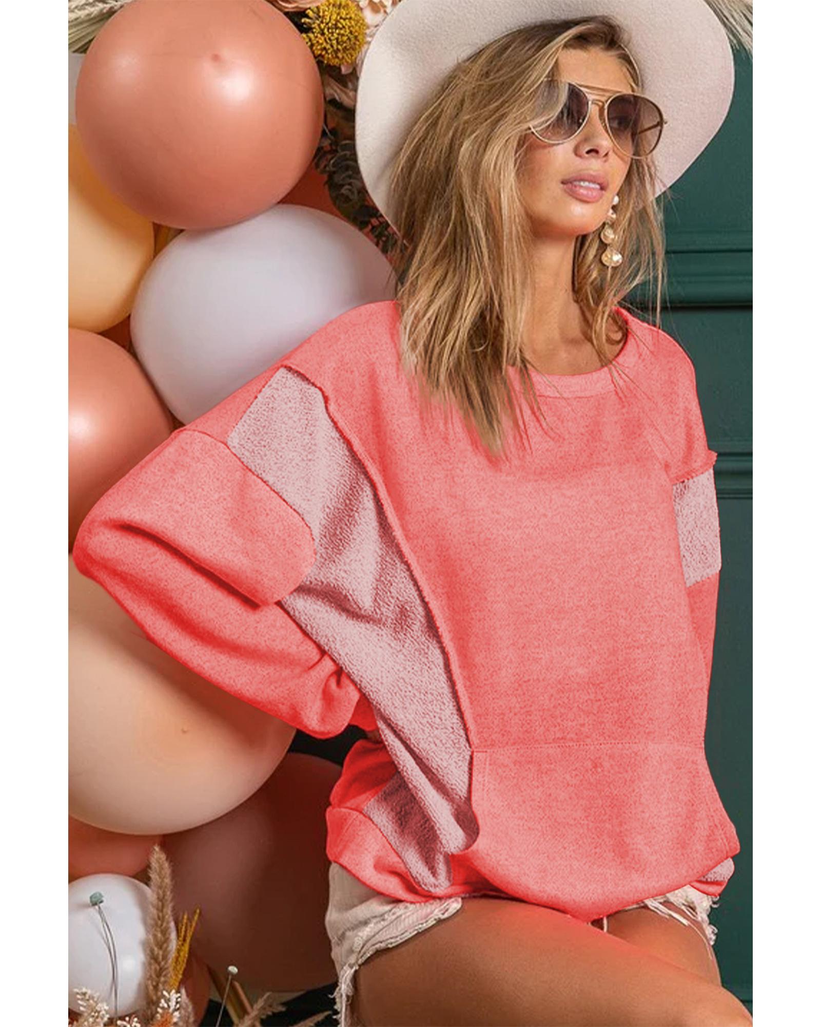 Contrast Patchwork Kangaroo Pocket Sweatshirt - XL
