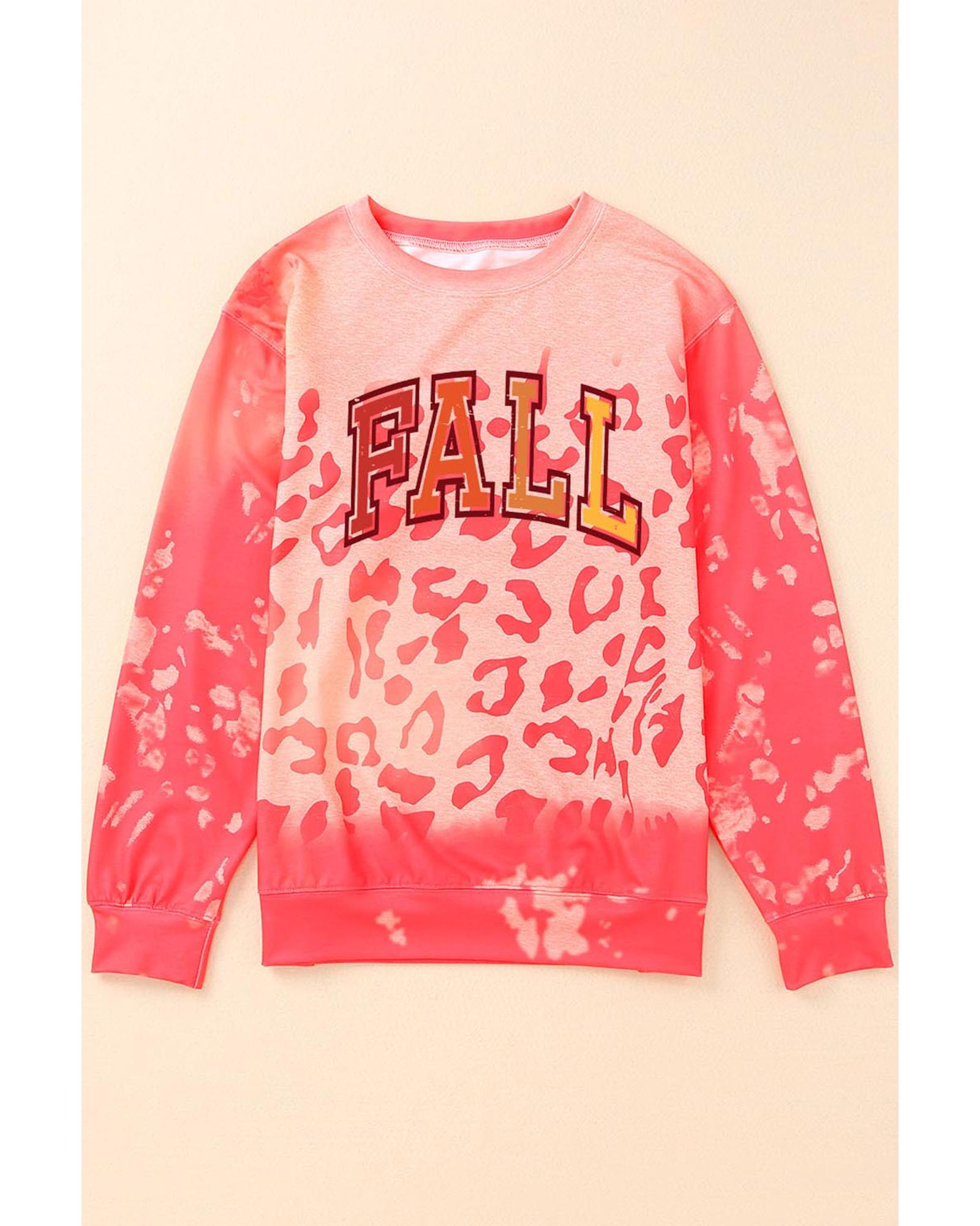 Pink FALL Leopard Print Long Sleeve Pullover Sweatshirt - 2XL 8
