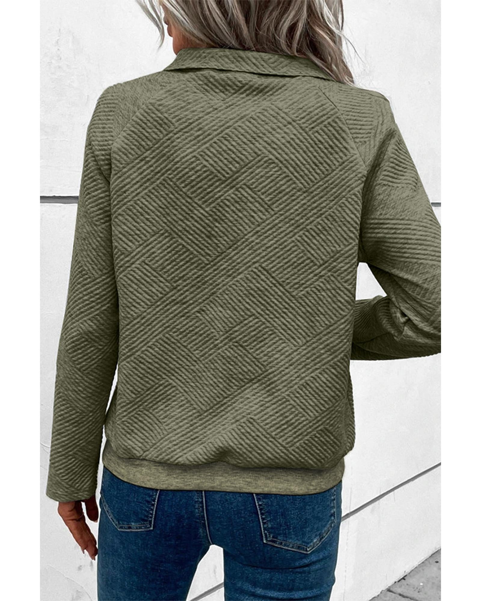 Laurel Green Textured Knit Buttoned Kangaroo Pocket Sweatshirt - S 3