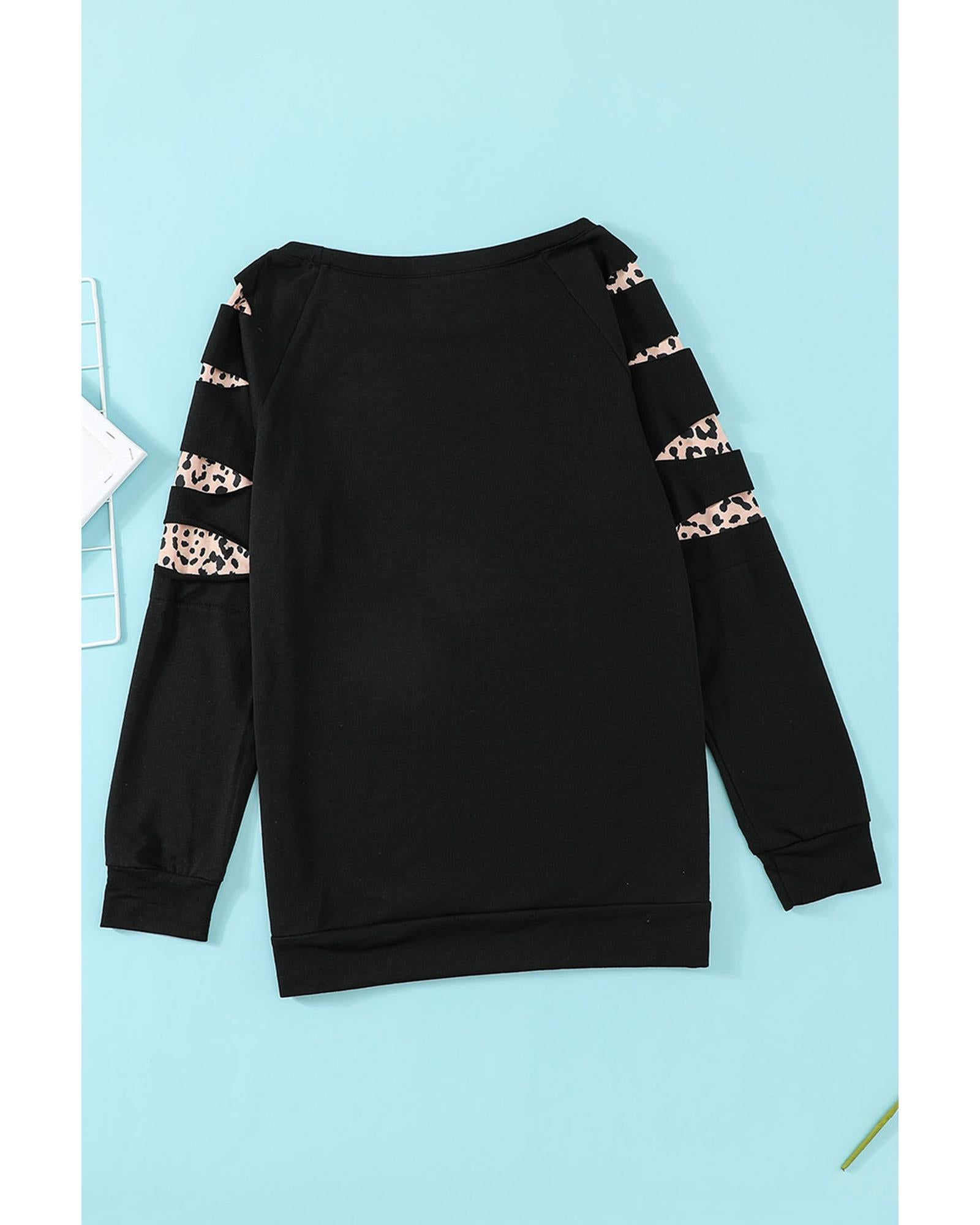 Black Leopard PUMPKIN SEASON Graphic Ripped Sleeve Sweatshirt - S 6