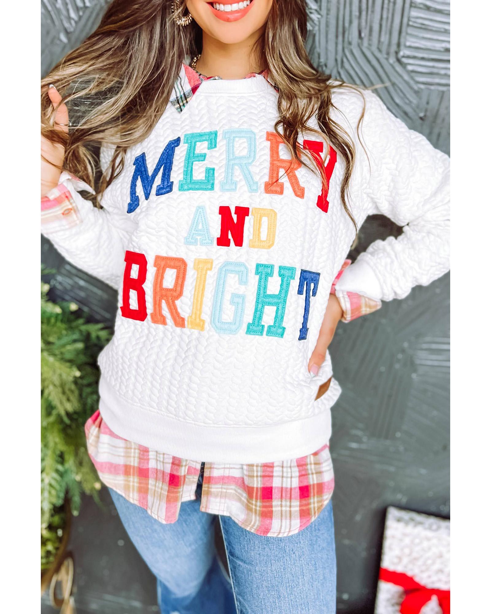 Bright White Merry And Bright Cable Knit Pullover Sweatshirt - S 4