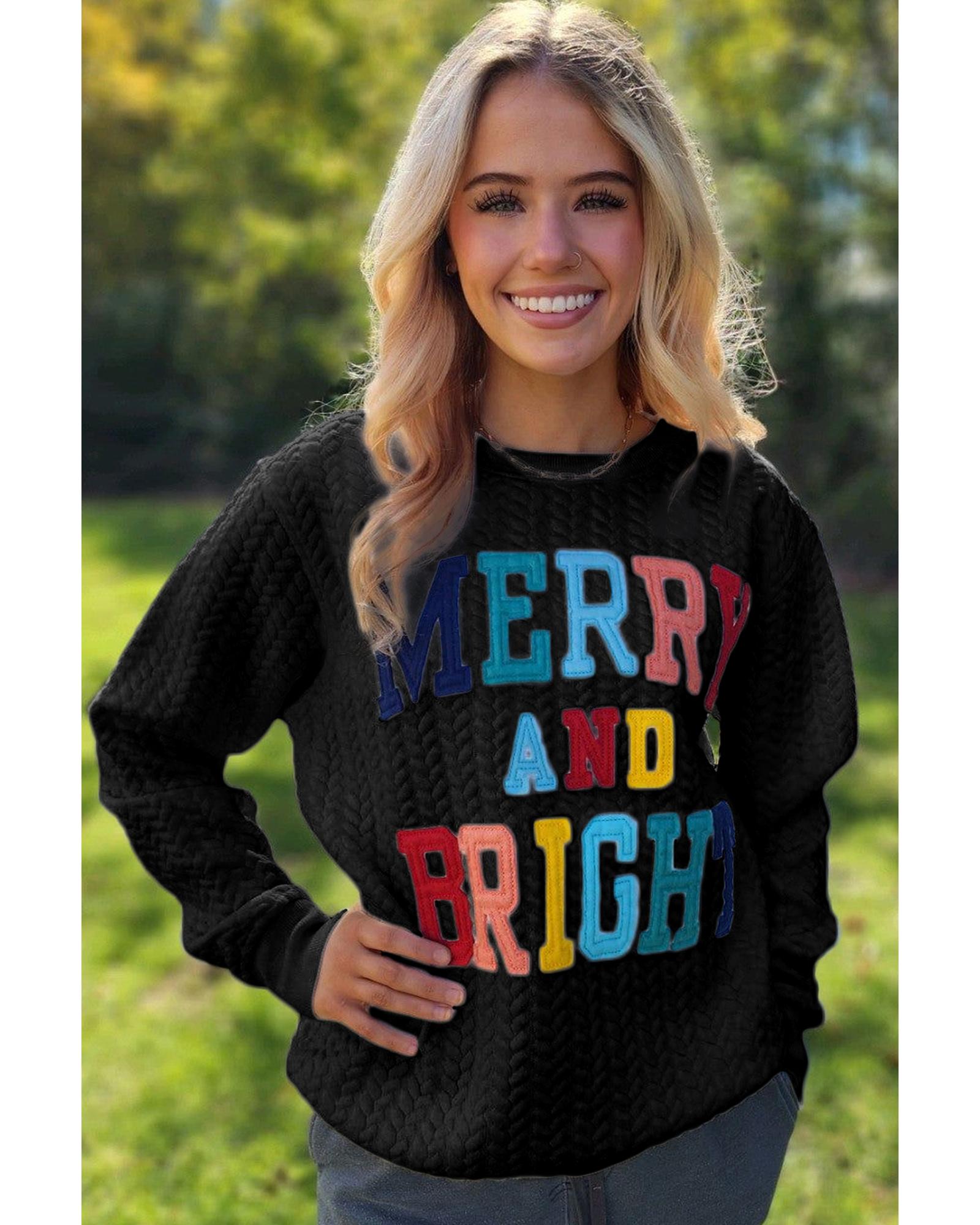 Black Merry And Bright Cable Knit Pullover Sweatshirt - 3XL 4