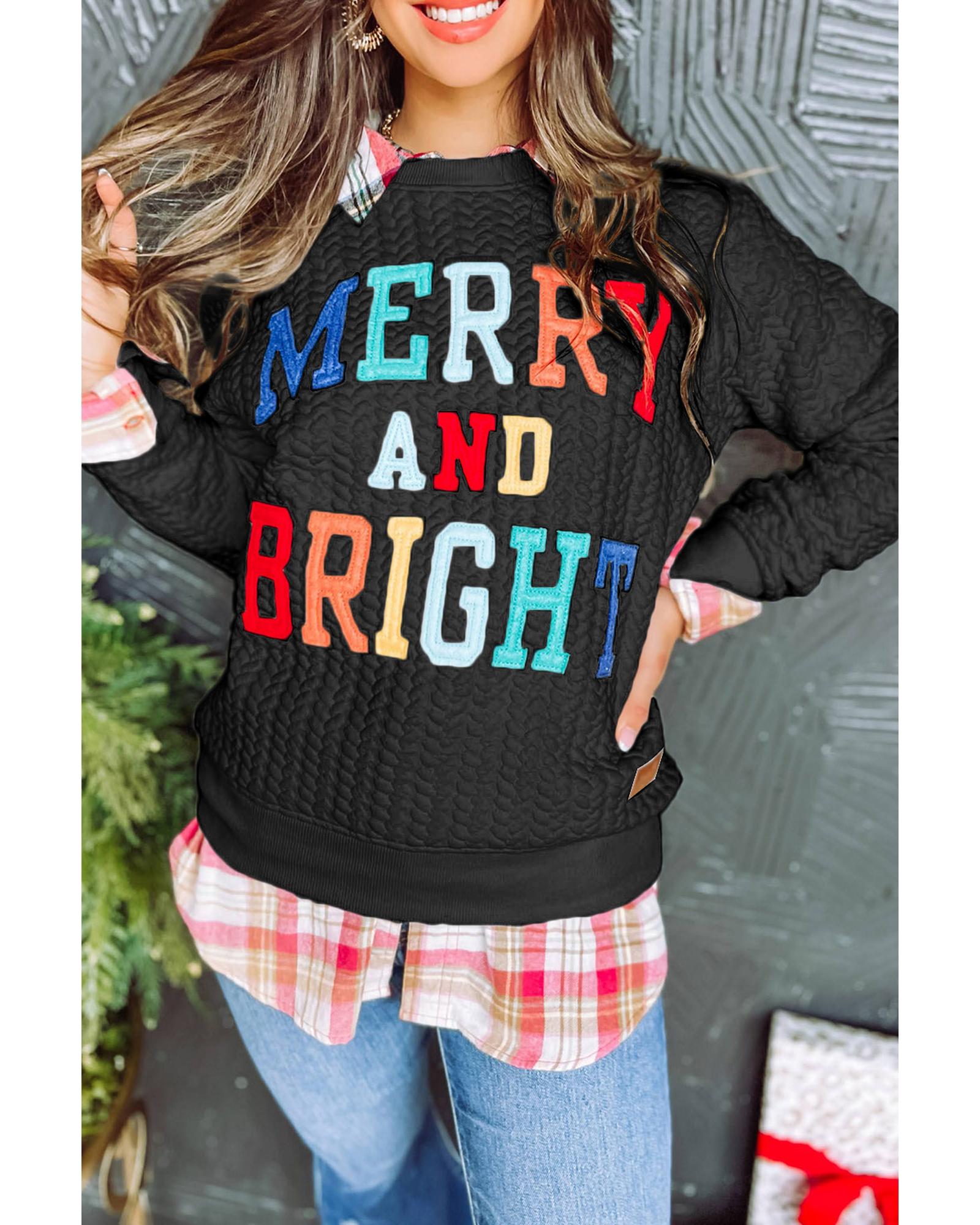 Black Merry And Bright Cable Knit Pullover Sweatshirt - XL 4