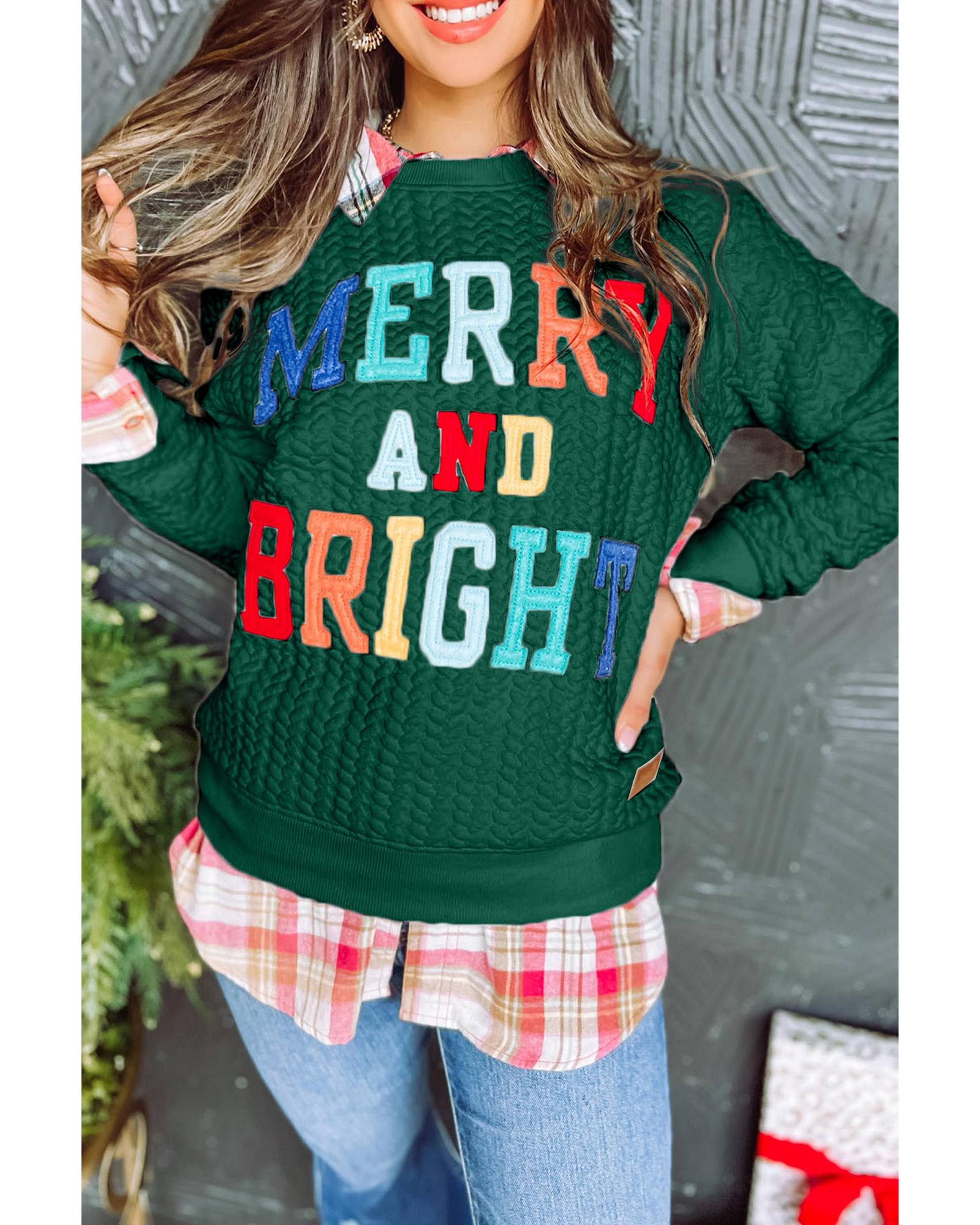 Blackish Green Merry And Bright Cable Knit Pullover Sweatshirt - L 4
