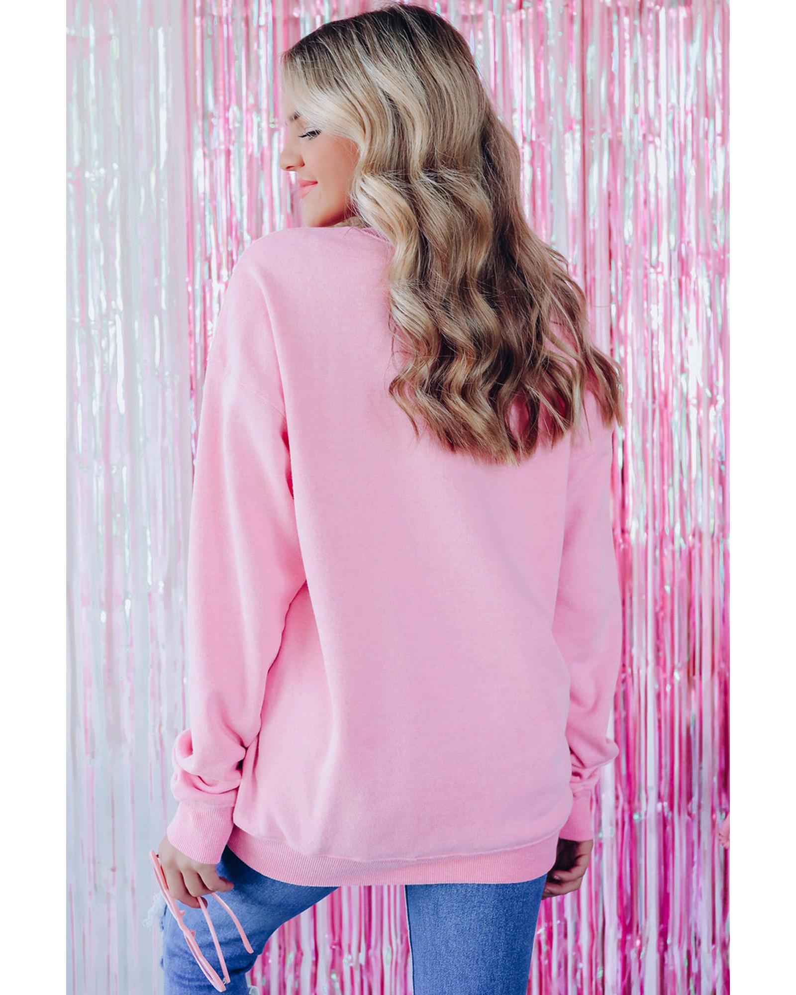 Peach Blossom Merry Every Thing Glitter Slogan Sweatshirt - S 4