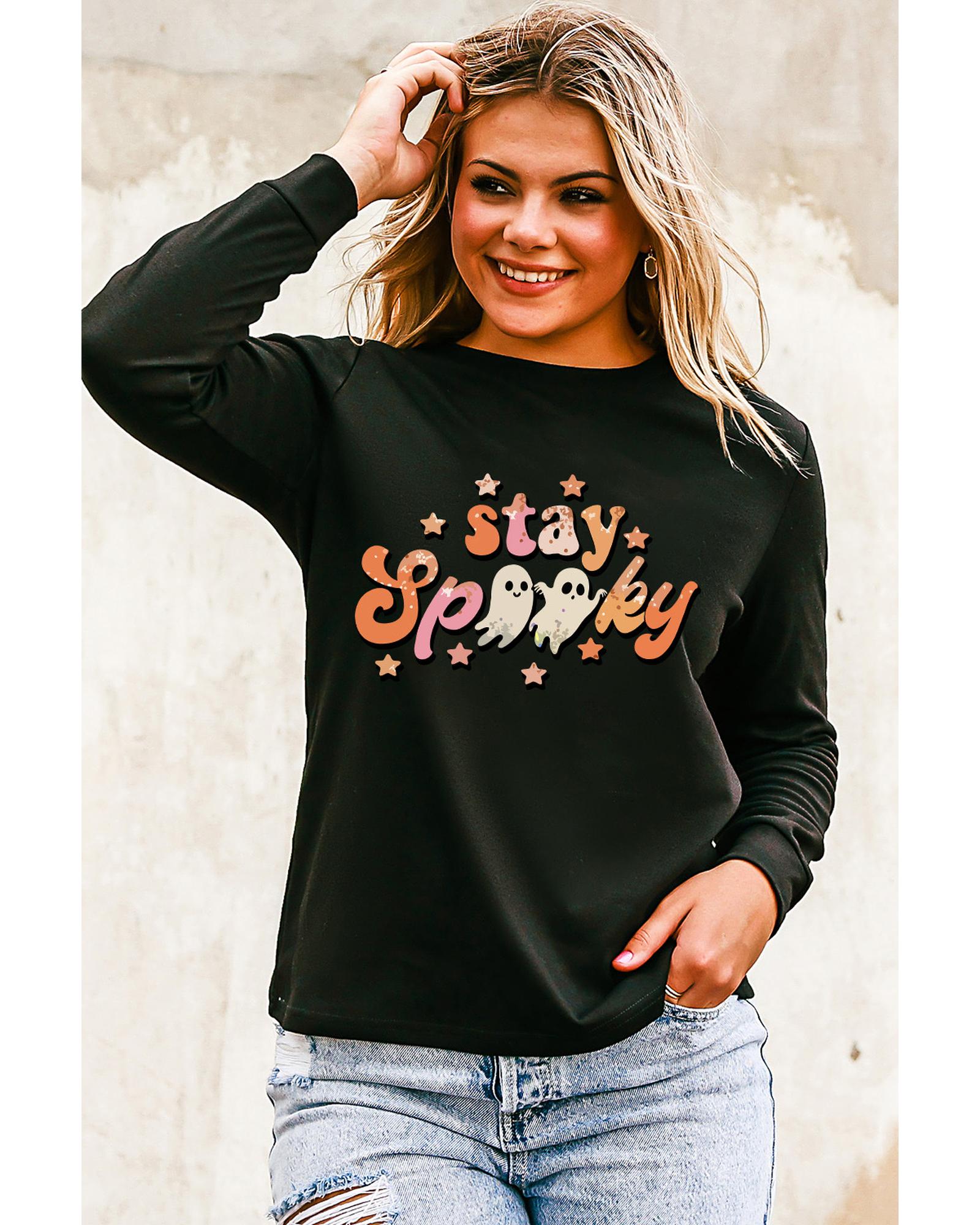 Black Halloween stay Spooky Graphic Sweatshirt - XL 6