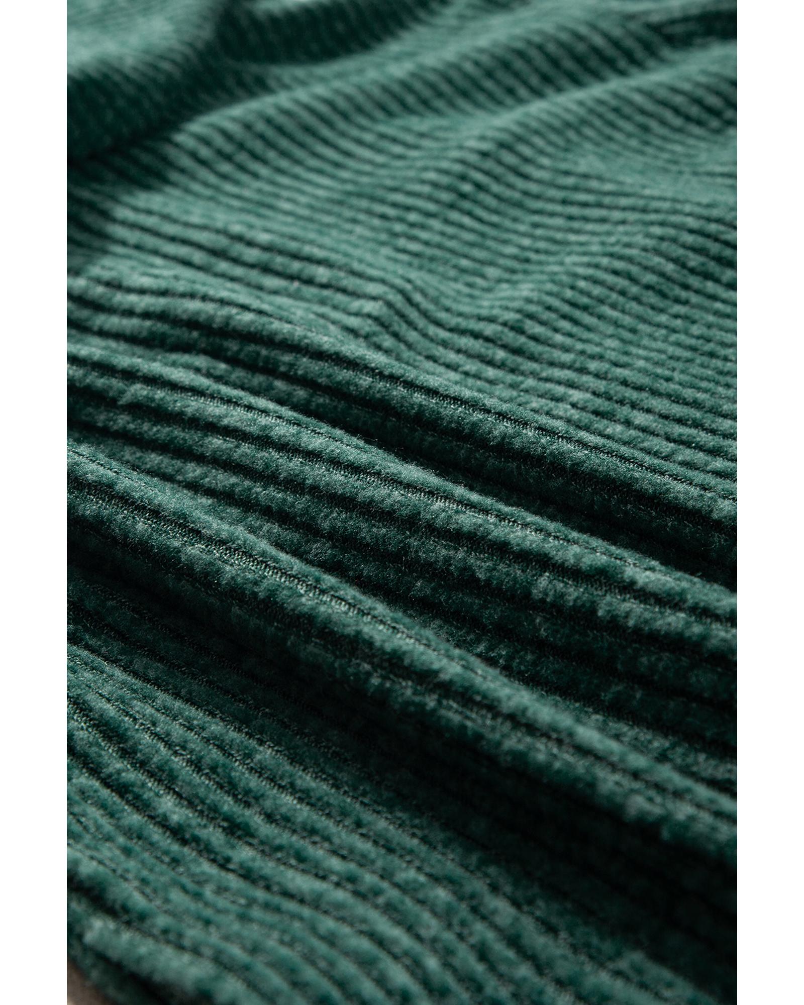 Evergreen Ribbed Zip Up Front Drawstring Hoodie - M