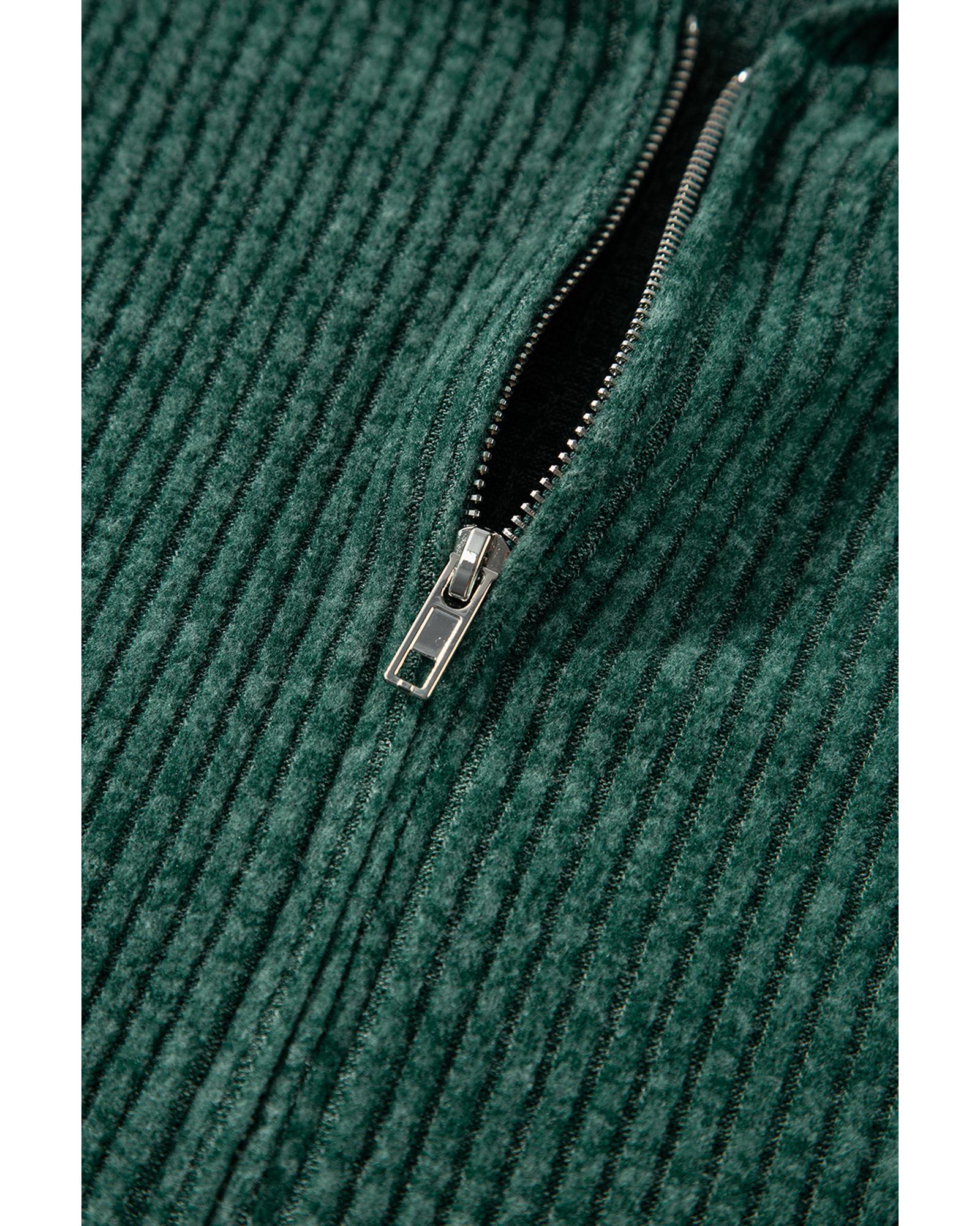 Evergreen Ribbed Zip Up Front Drawstring Hoodie - S 6