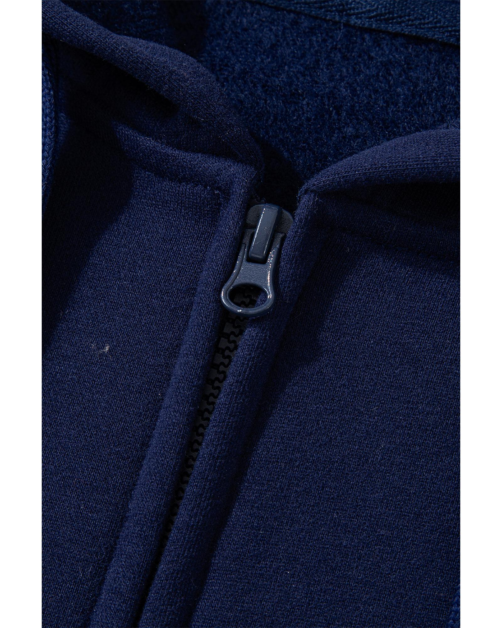 Navy Blue Solid Color Fleece Lined Zip up Hoodie - M