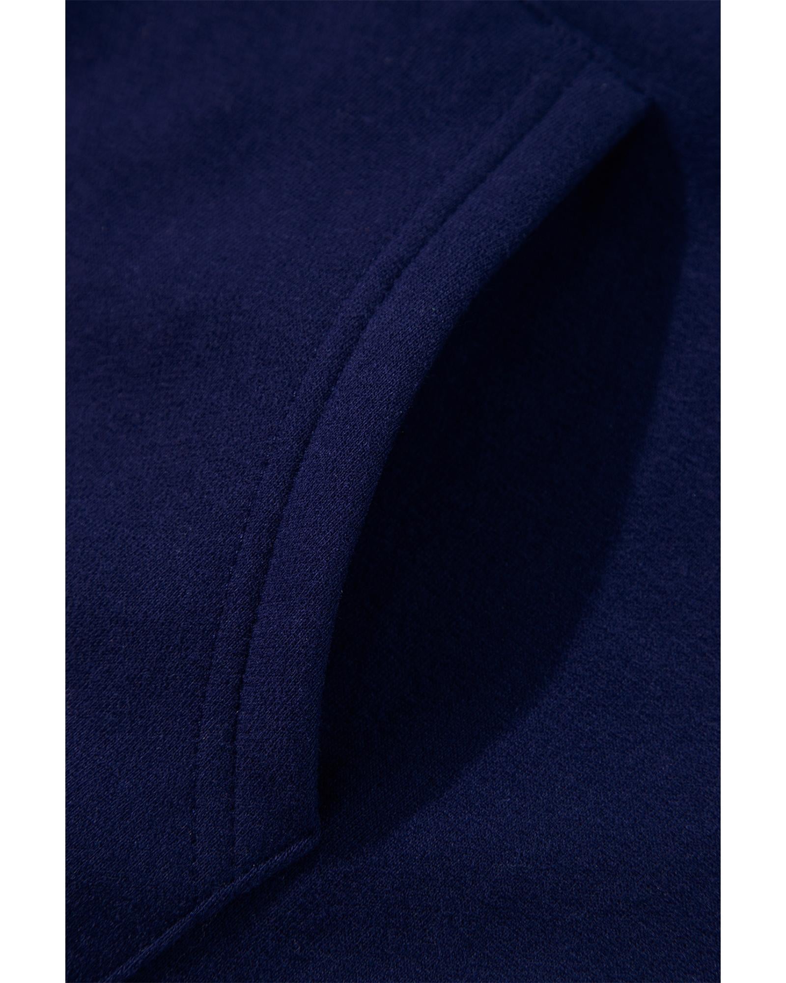 Navy Blue Solid Color Fleece Lined Zip up Hoodie - M 7