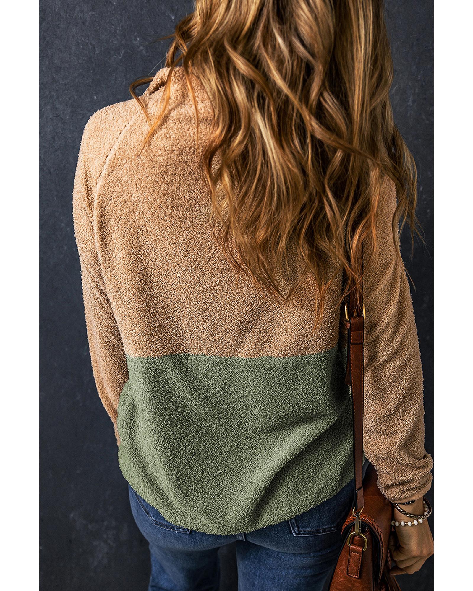 Smoke Gray Two Tones Color Block Half Zip Fleece Sweatshirt - S 5