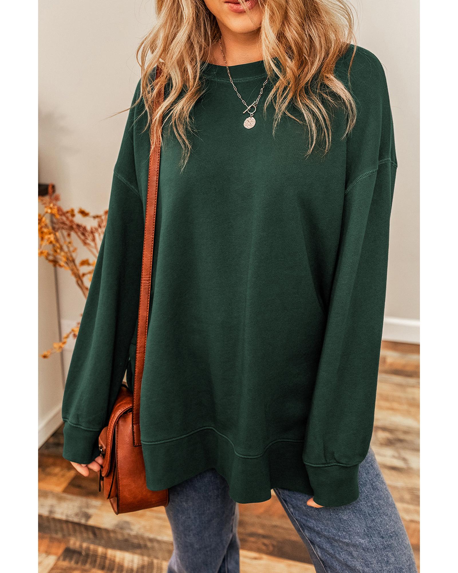 Duffel Oversized Drop Shoulder Split Hem Sweatshirt - S 3