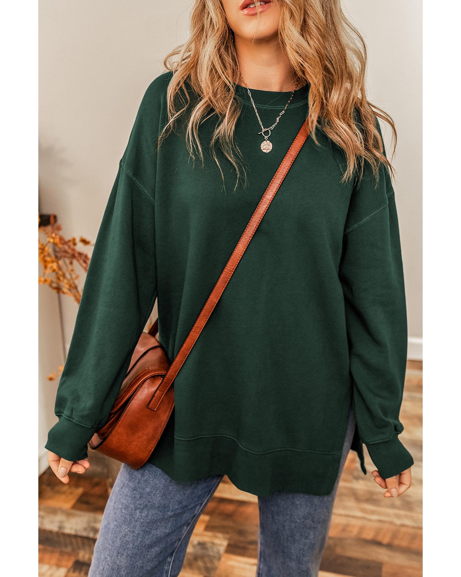 Duffel Oversized Drop Shoulder Split Hem Sweatshirt - S 4