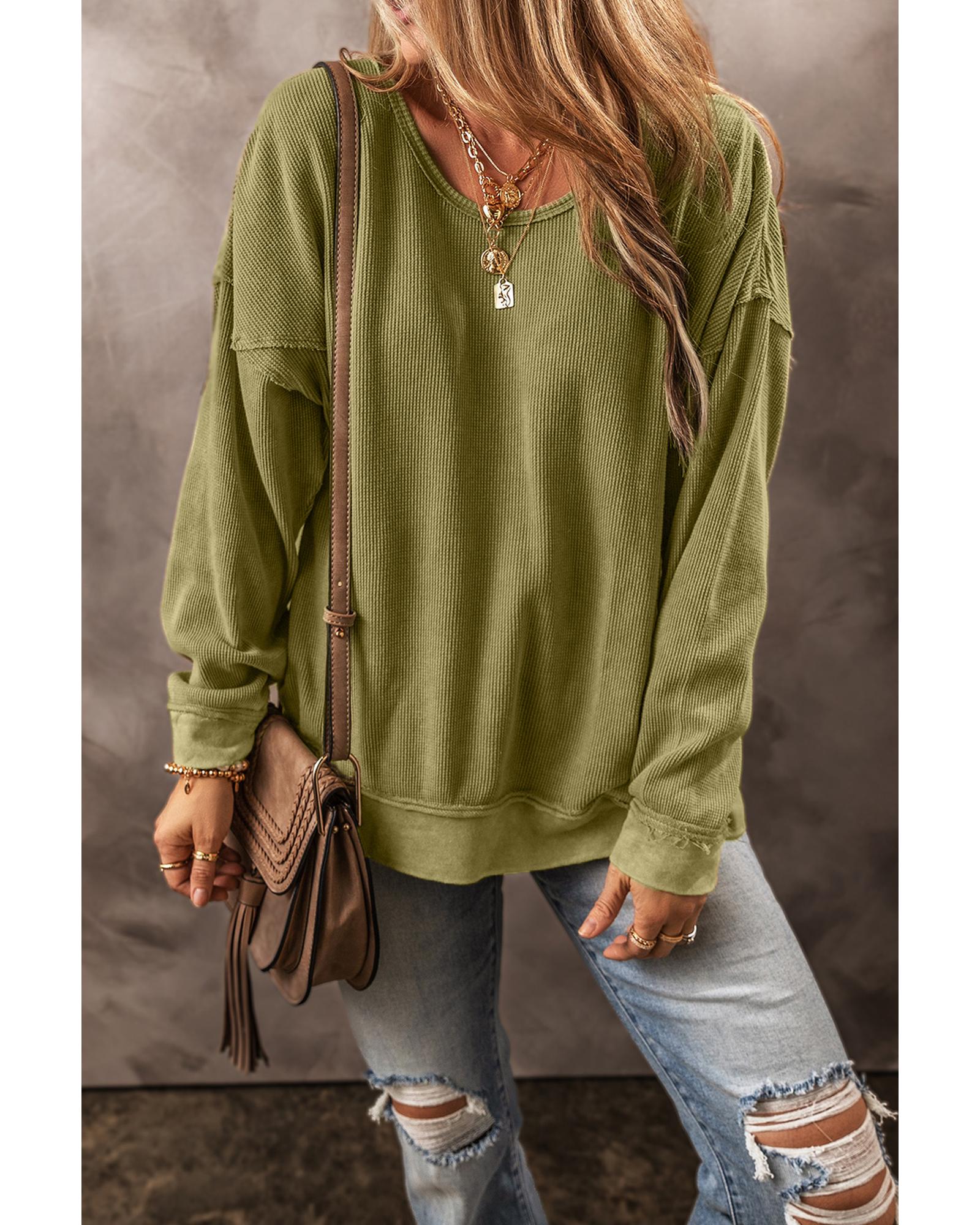 Jungle Green Textured Seamed Drop Sleeve Sweatshirt - M 4