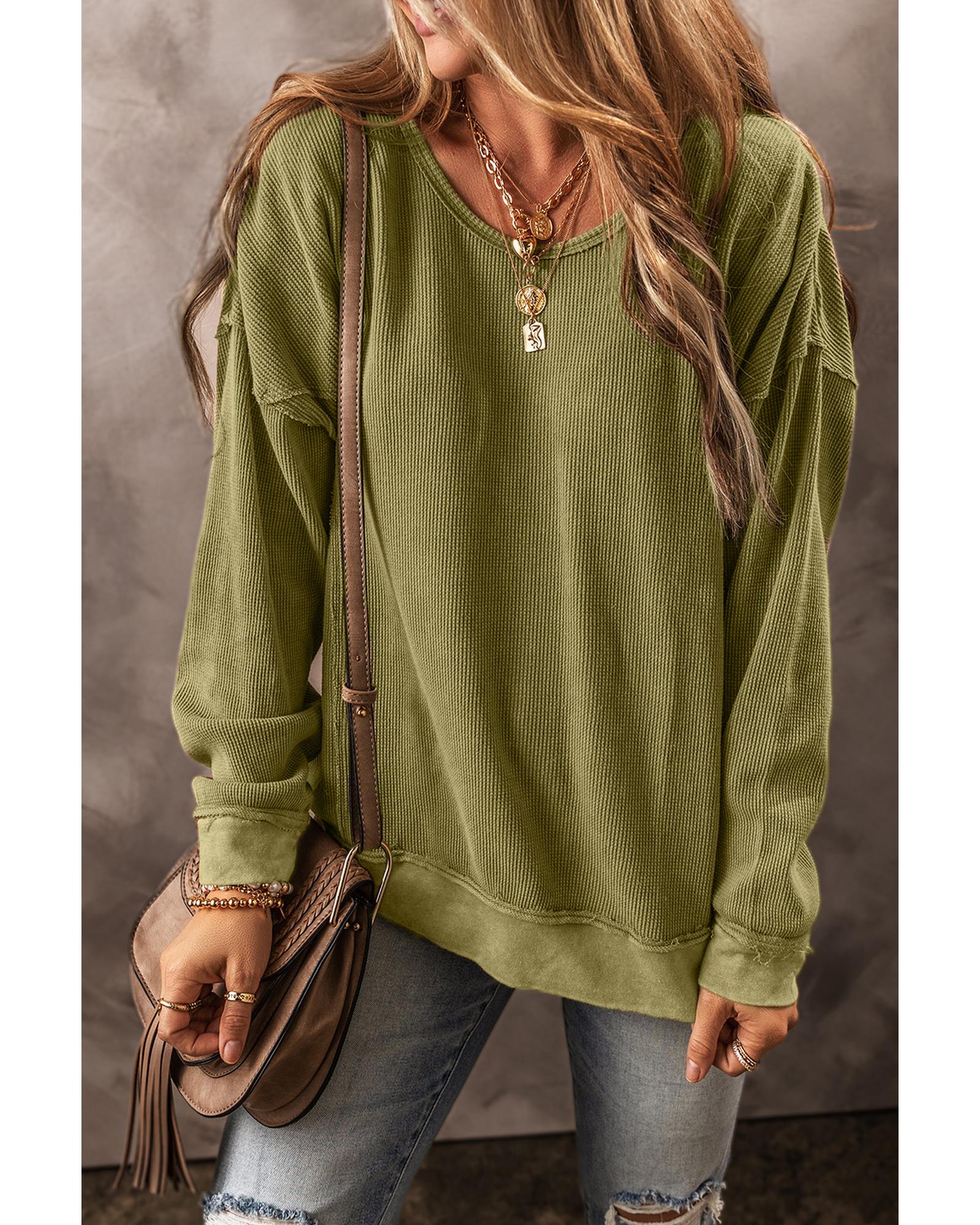 Jungle Green Textured Seamed Drop Sleeve Sweatshirt - XL 4