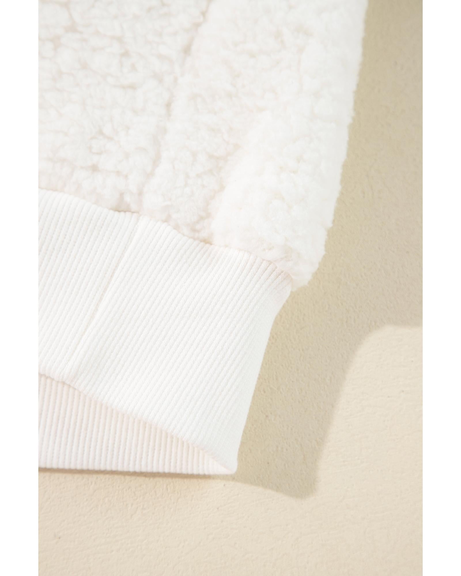 White Christmas MERRY & Bright Chenille Graphic Sherpa Sweatshirt - M 5