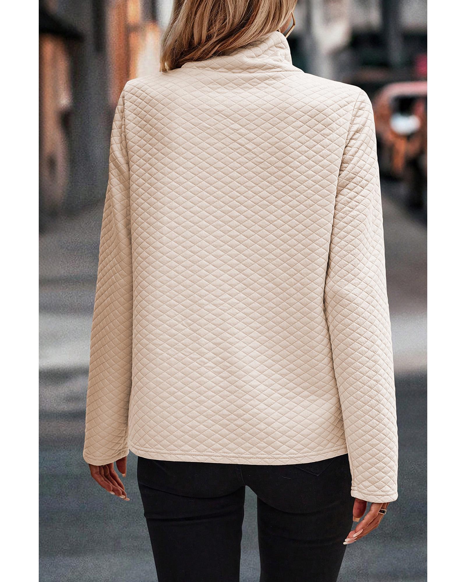 Apricot High Neck Kangaroo Pocket Quilted Sweatshirt - XL 3