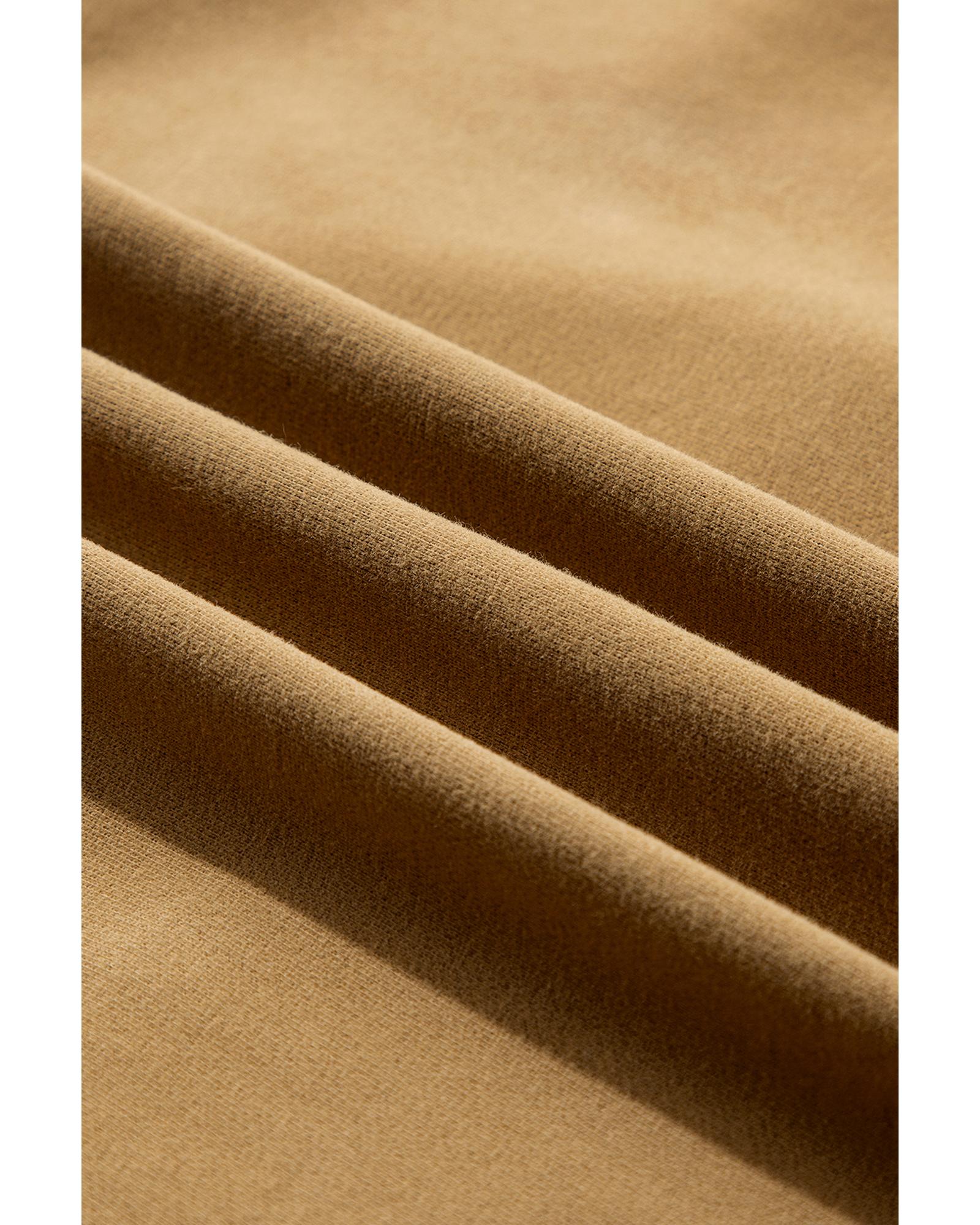 Brown Fleece Lined Half Zipper Kangaroo Pockets Loose Hoodie - S 4
