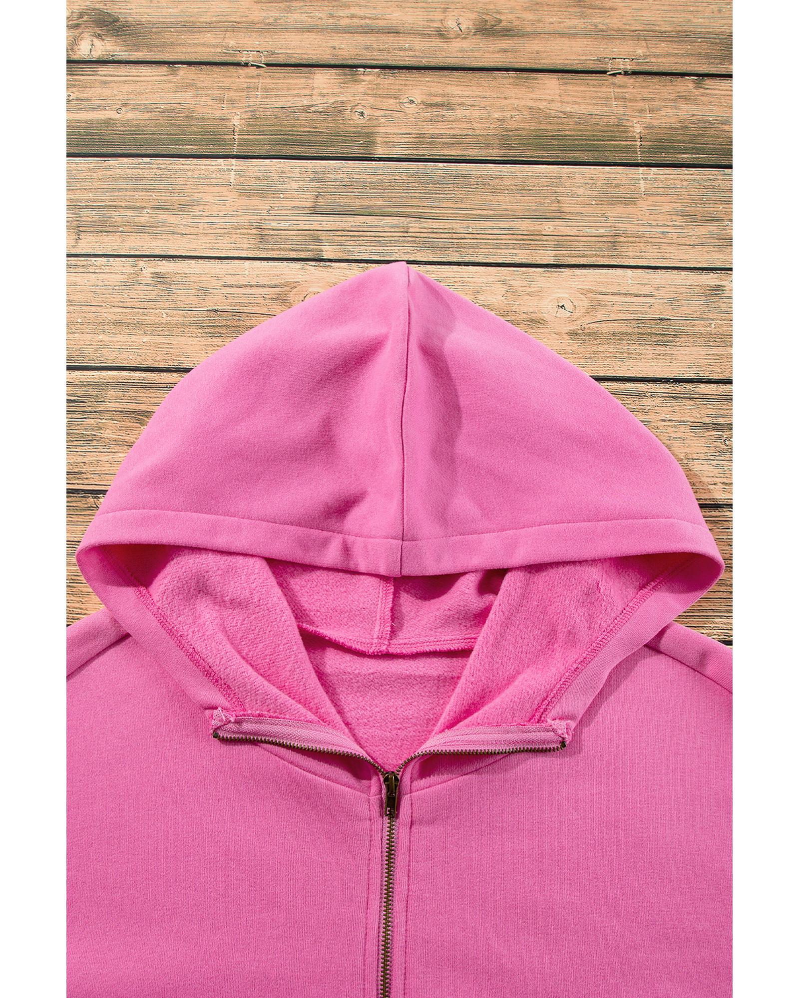 Bonbon Fleece Lined Half Zipper Kangaroo Pockets Loose Hoodie - M 6