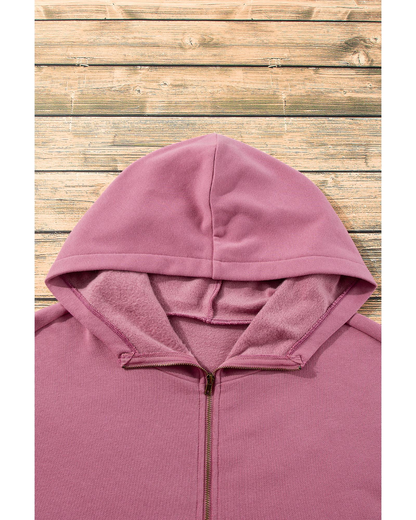 Valerian Fleece Lined Half Zipper Kangaroo Pockets Loose Hoodie - XL
