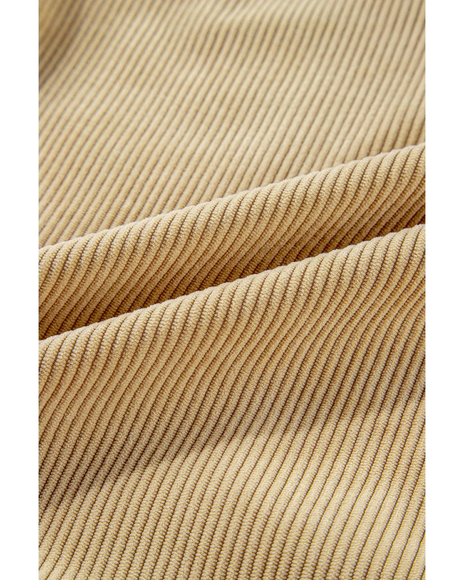 Simply Taupe Solid Ribbed Knit Buttoned Drop Shoulder Oversized Hoodie - XL 3