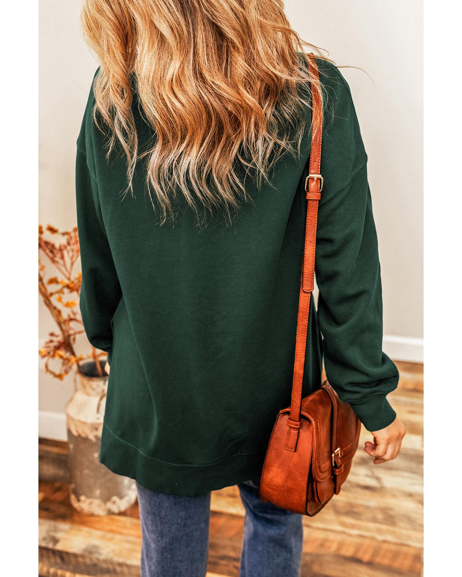 Duffel Green Christmas Cane Pattern Crewneck Oversized Sweatshirt - S