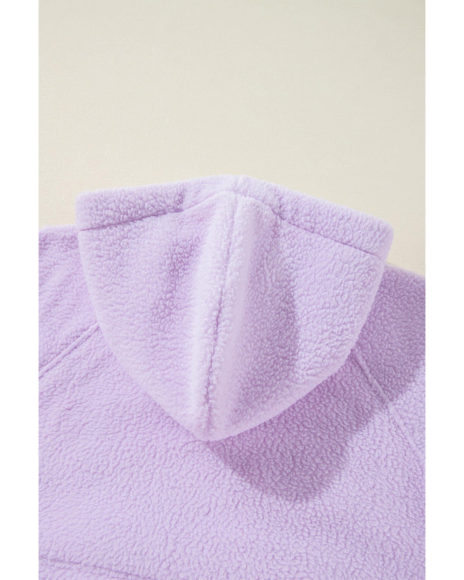 Lavendula Zipped Patch Pocket Fuzzy Drawstring Hoodie - L 6