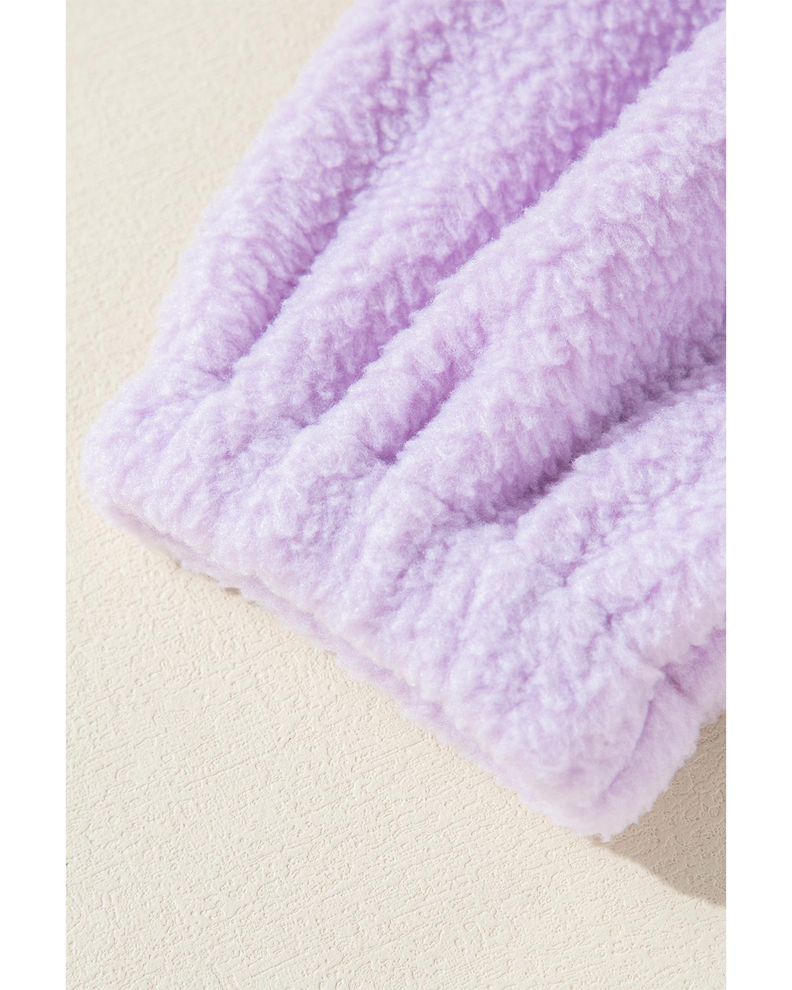 Lavendula Zipped Patch Pocket Fuzzy Drawstring Hoodie - L 7