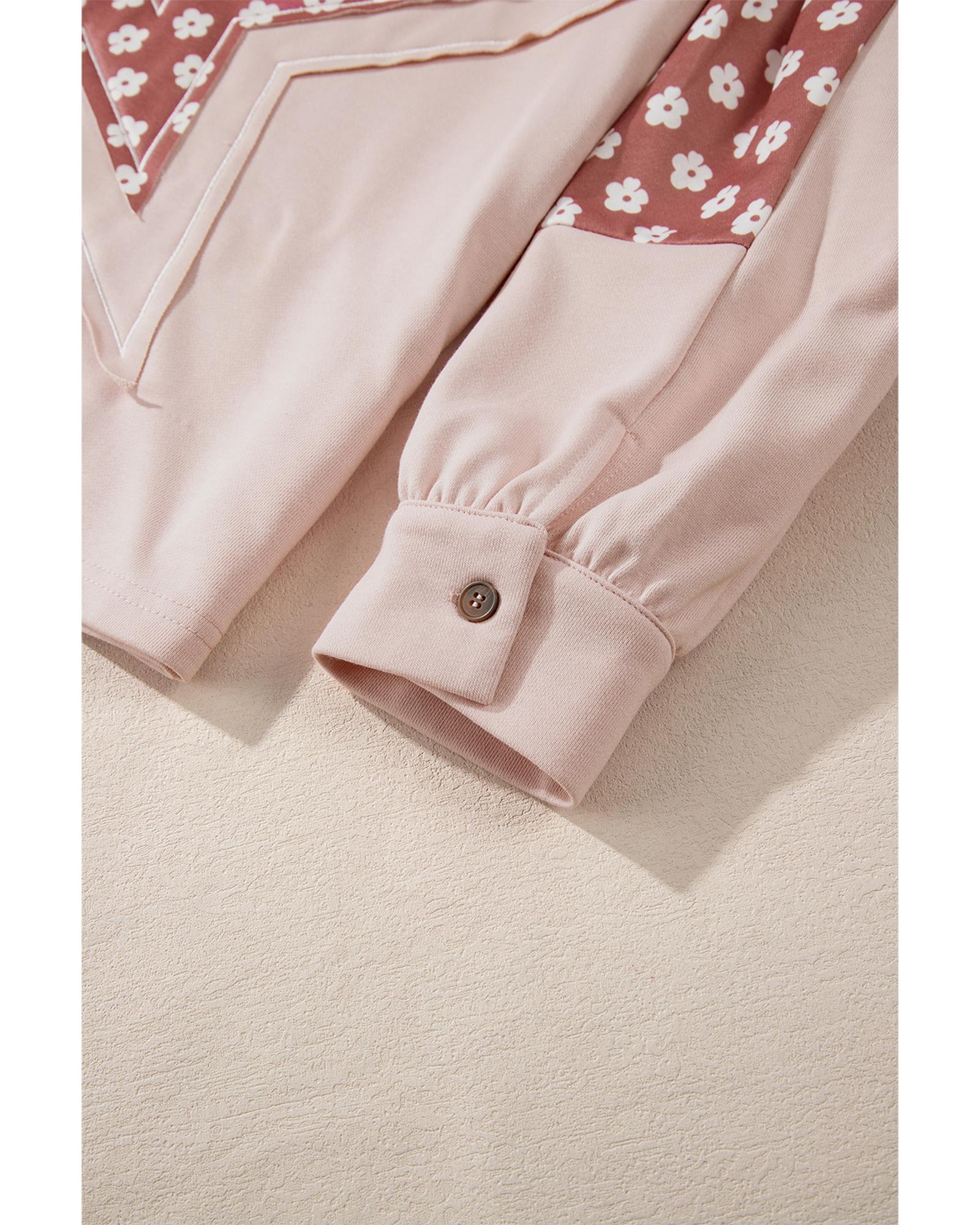 Delicacy Floral Patchwork Star Pattern Drawstring Hoodie - L 3