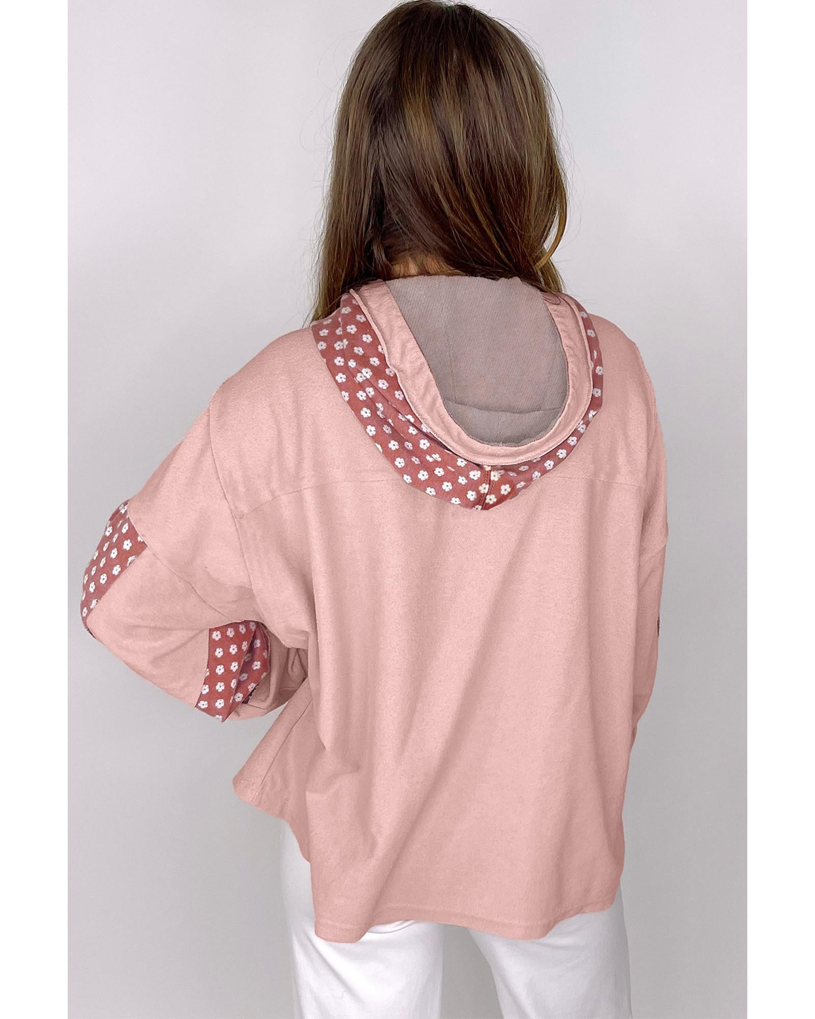 Delicacy Floral Patchwork Star Pattern Drawstring Hoodie - L 7