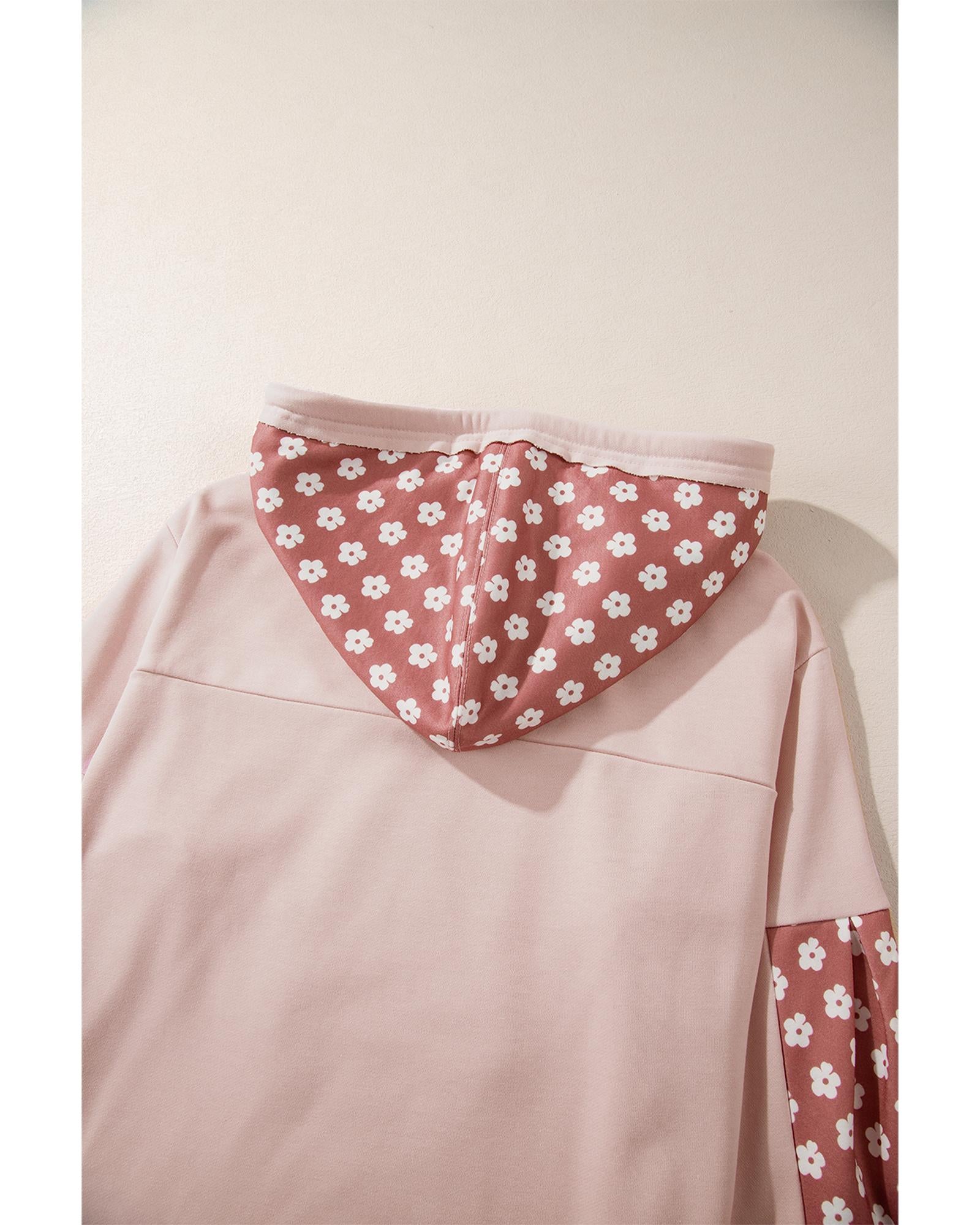 Delicacy Floral Patchwork Star Pattern Drawstring Hoodie - S 3