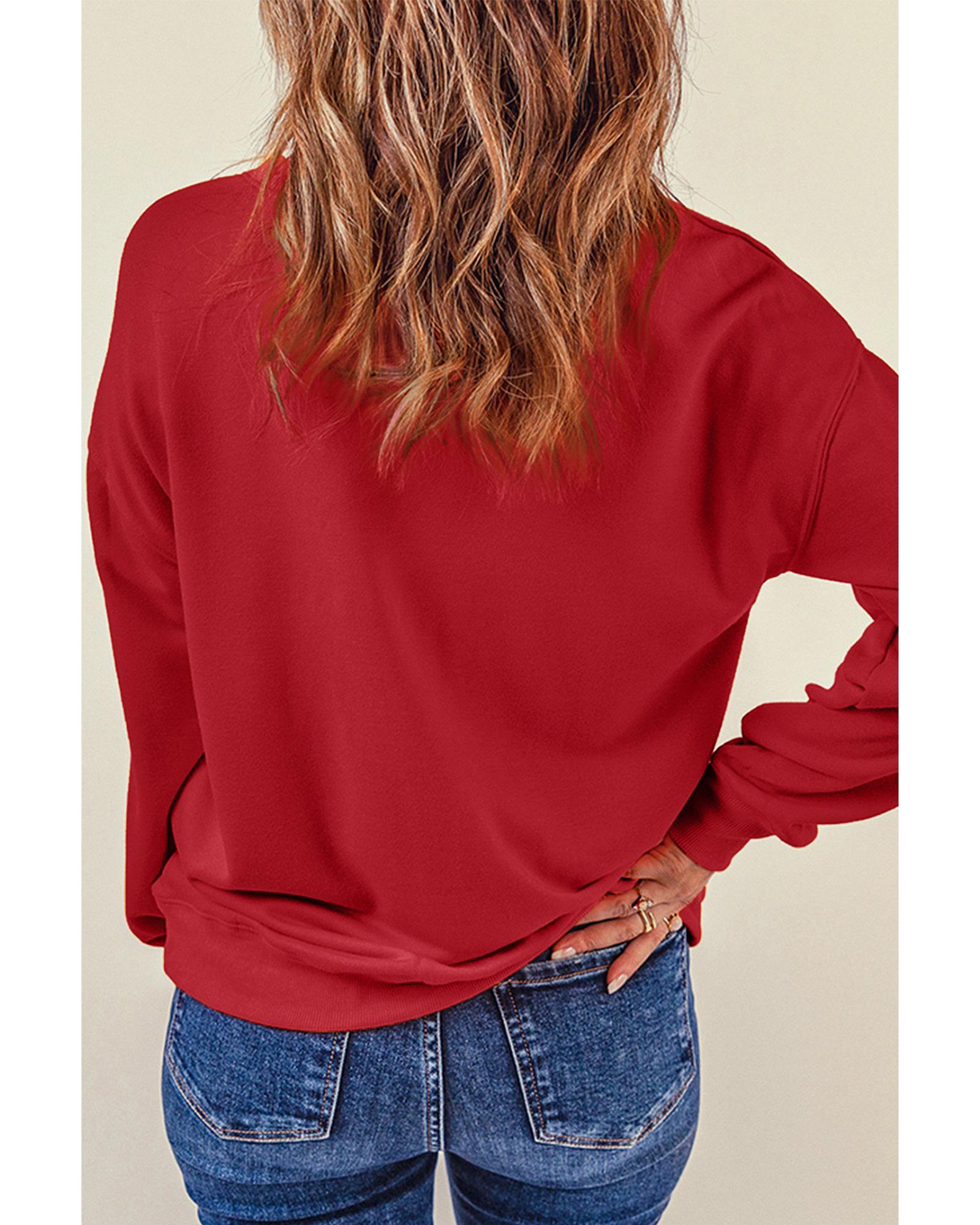 Red Puff XOXO Print Valentines Heart Sweatshirt - L