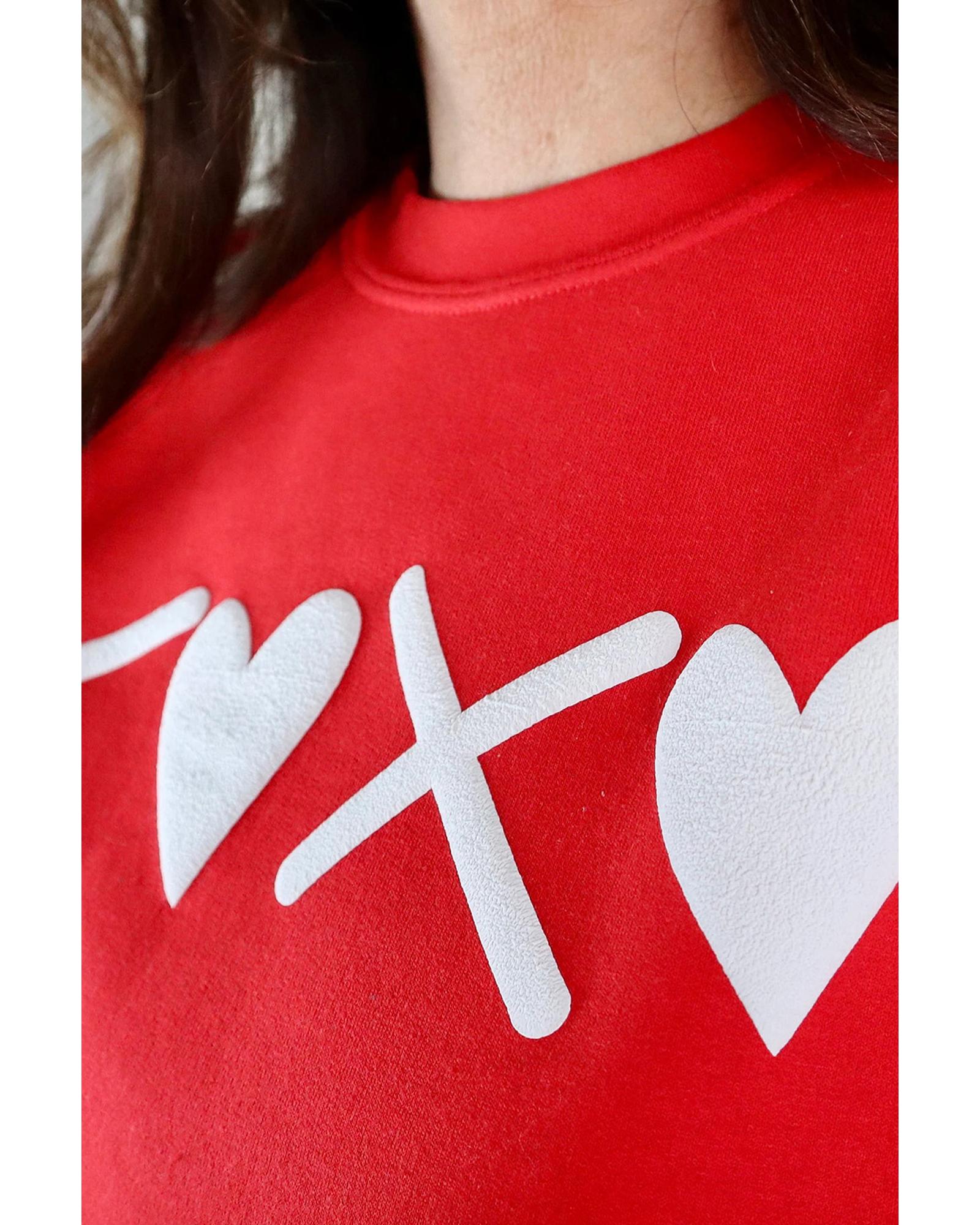 Red Puff XOXO Print Valentines Heart Sweatshirt - M 5