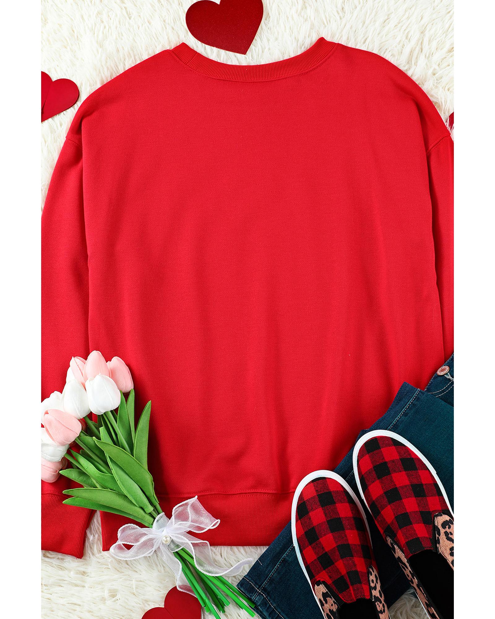 Red Puff XOXO Print Valentines Heart Sweatshirt - S 6