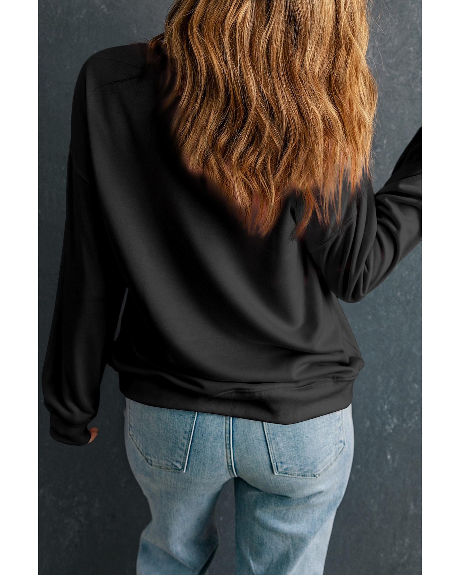 Black Solid Classic Crewneck Pullover Sweatshirt - M