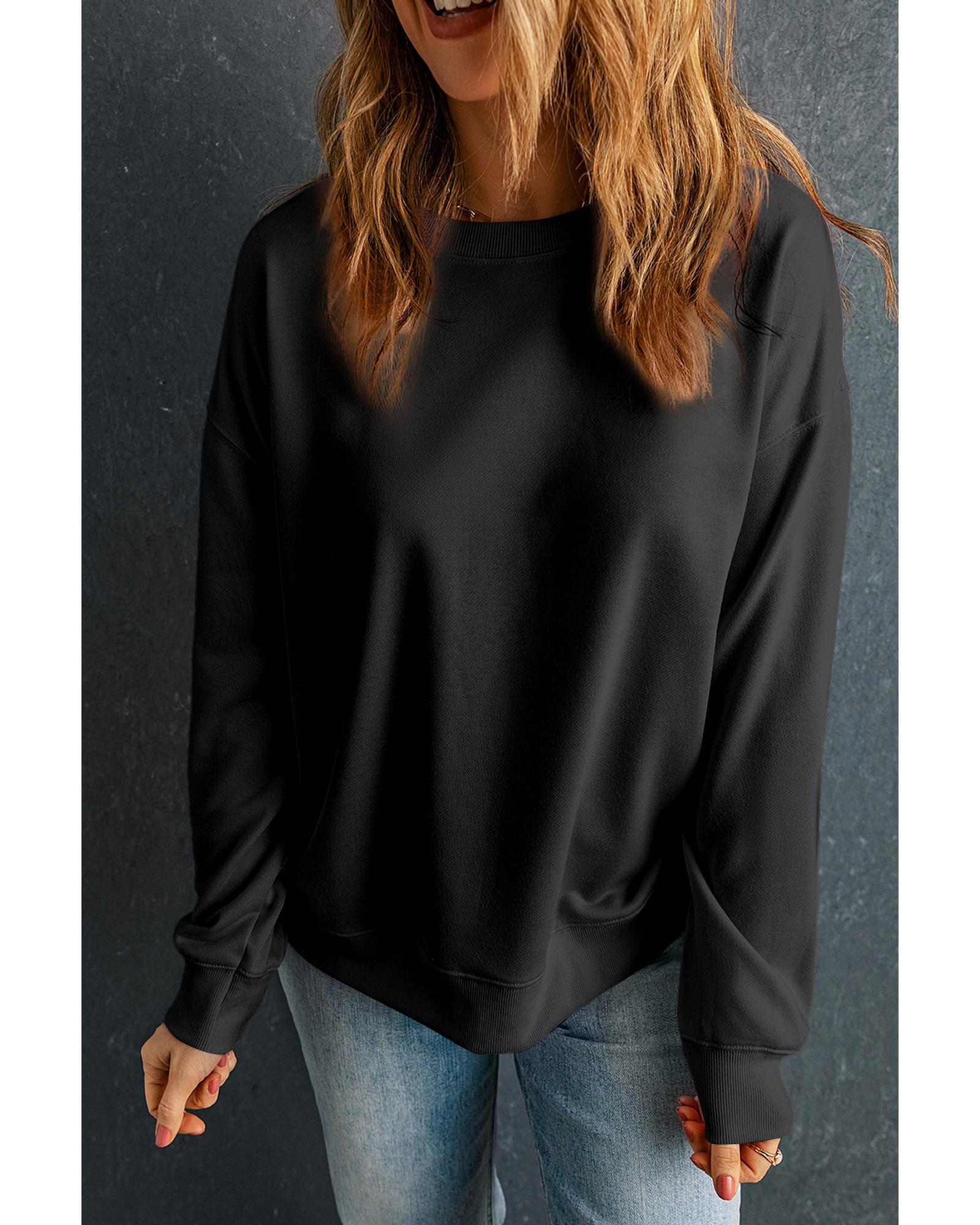 Black Solid Classic Crewneck Pullover Sweatshirt - XL