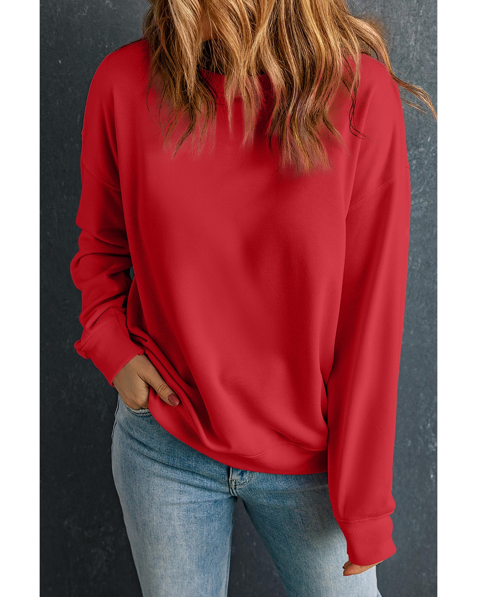 Red Solid Classic Crewneck Pullover Sweatshirt - XL