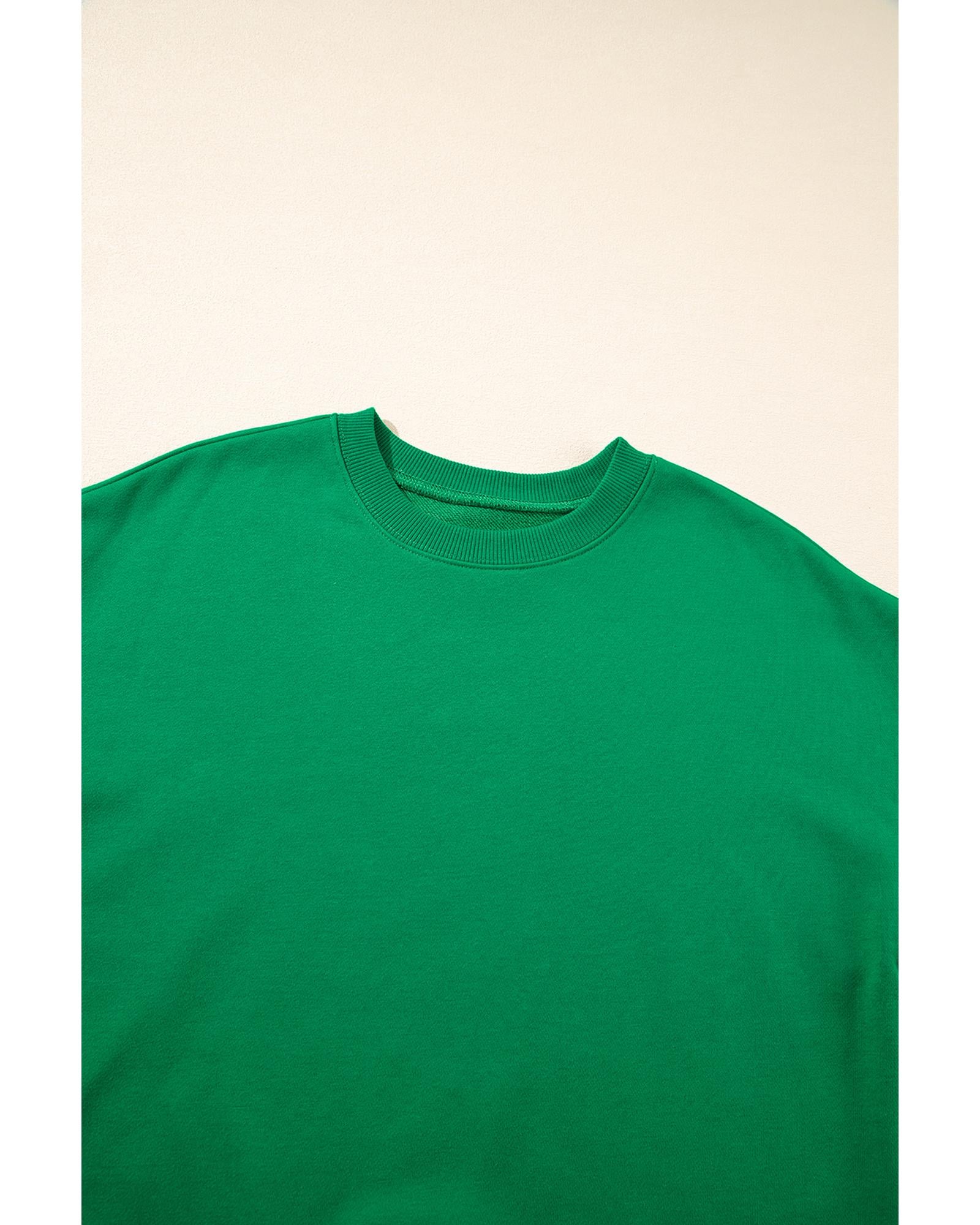 Dark Green Solid Classic Crewneck Pullover Sweatshirt - 2XL 4