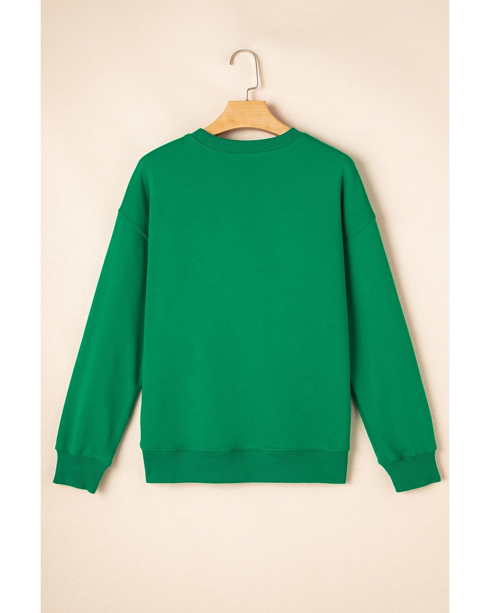 Dark Green Solid Classic Crewneck Pullover Sweatshirt - M 8