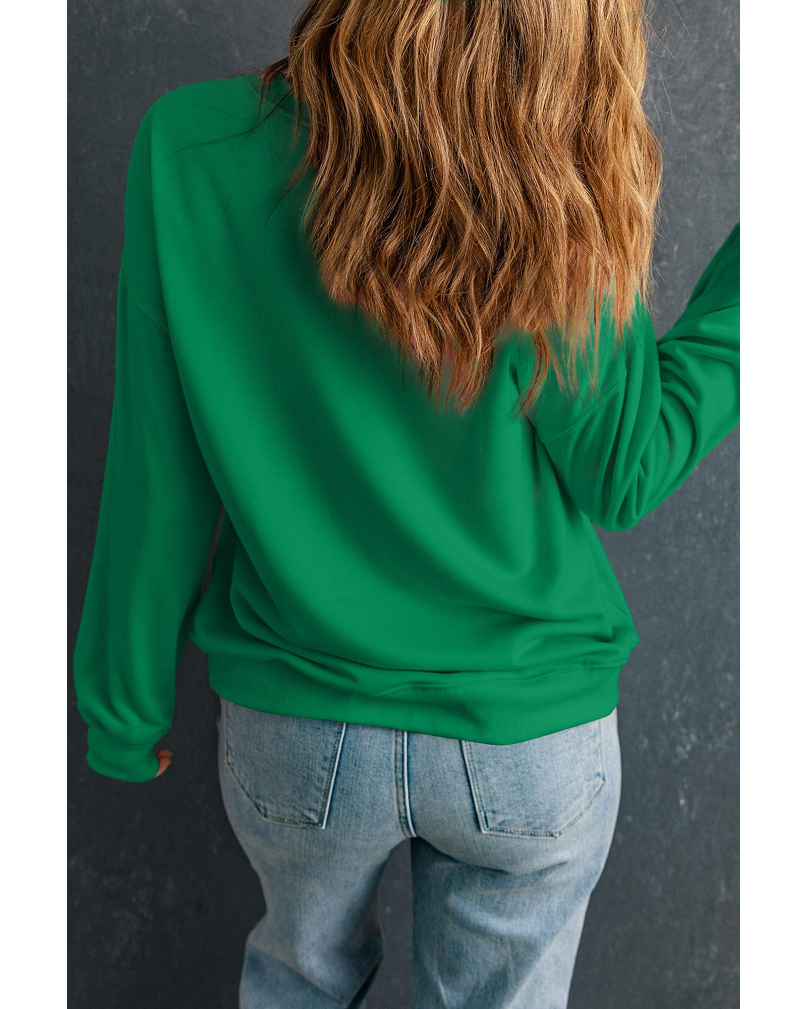Dark Green Solid Classic Crewneck Pullover Sweatshirt - XL