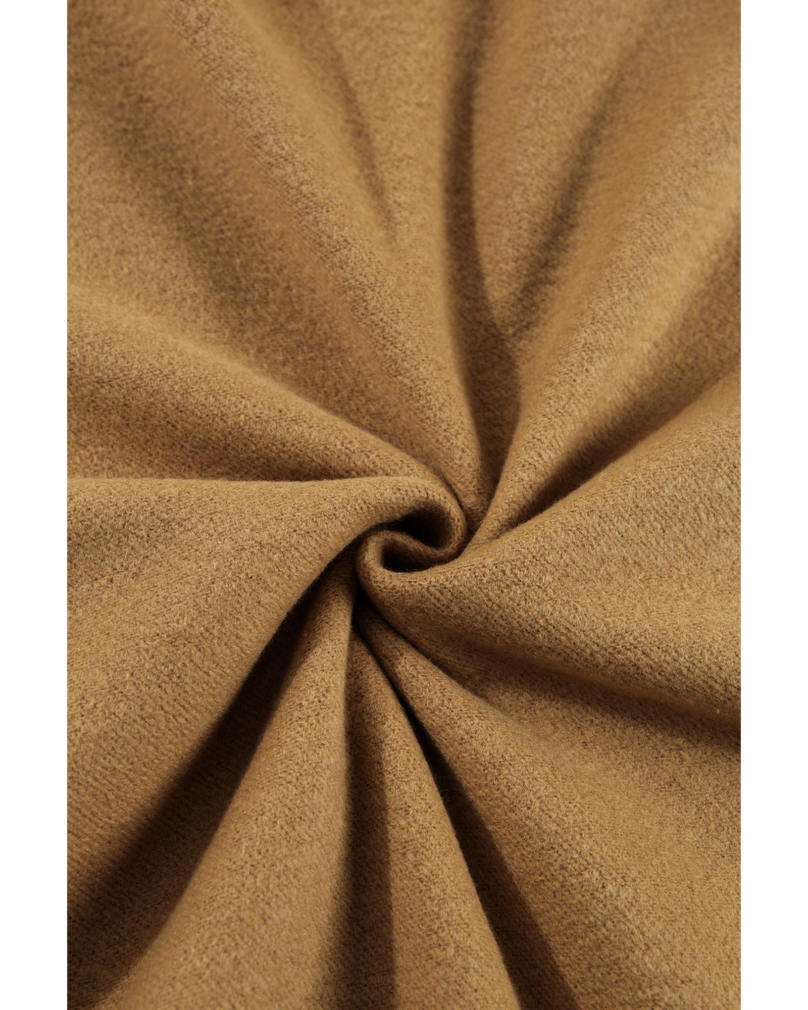 Camel Solid Fleece Lined Drop Shoulder High Low Sweatshirt - L