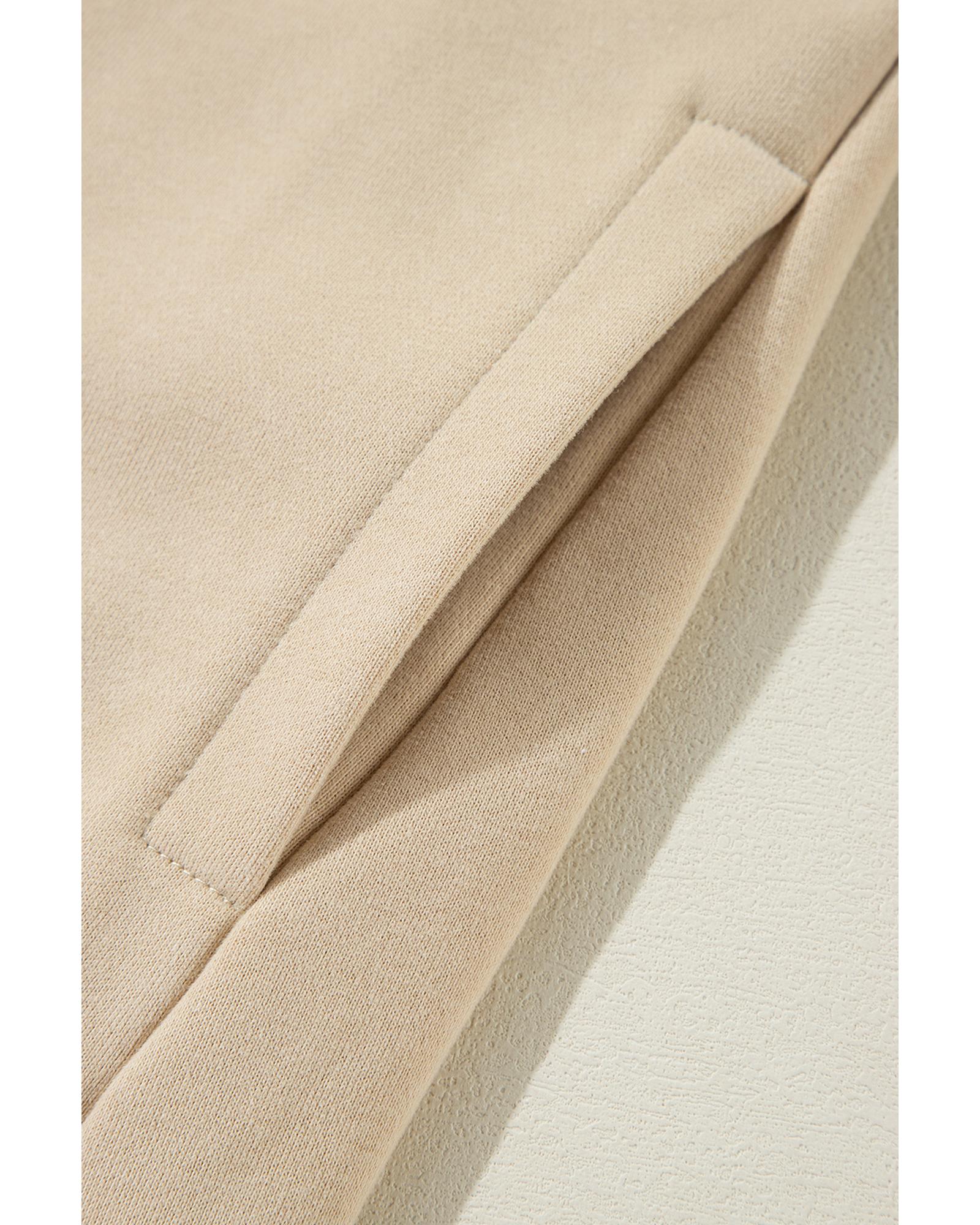 Apricot Solid Fleece Lined Drop Shoulder High Low Sweatshirt - L 4