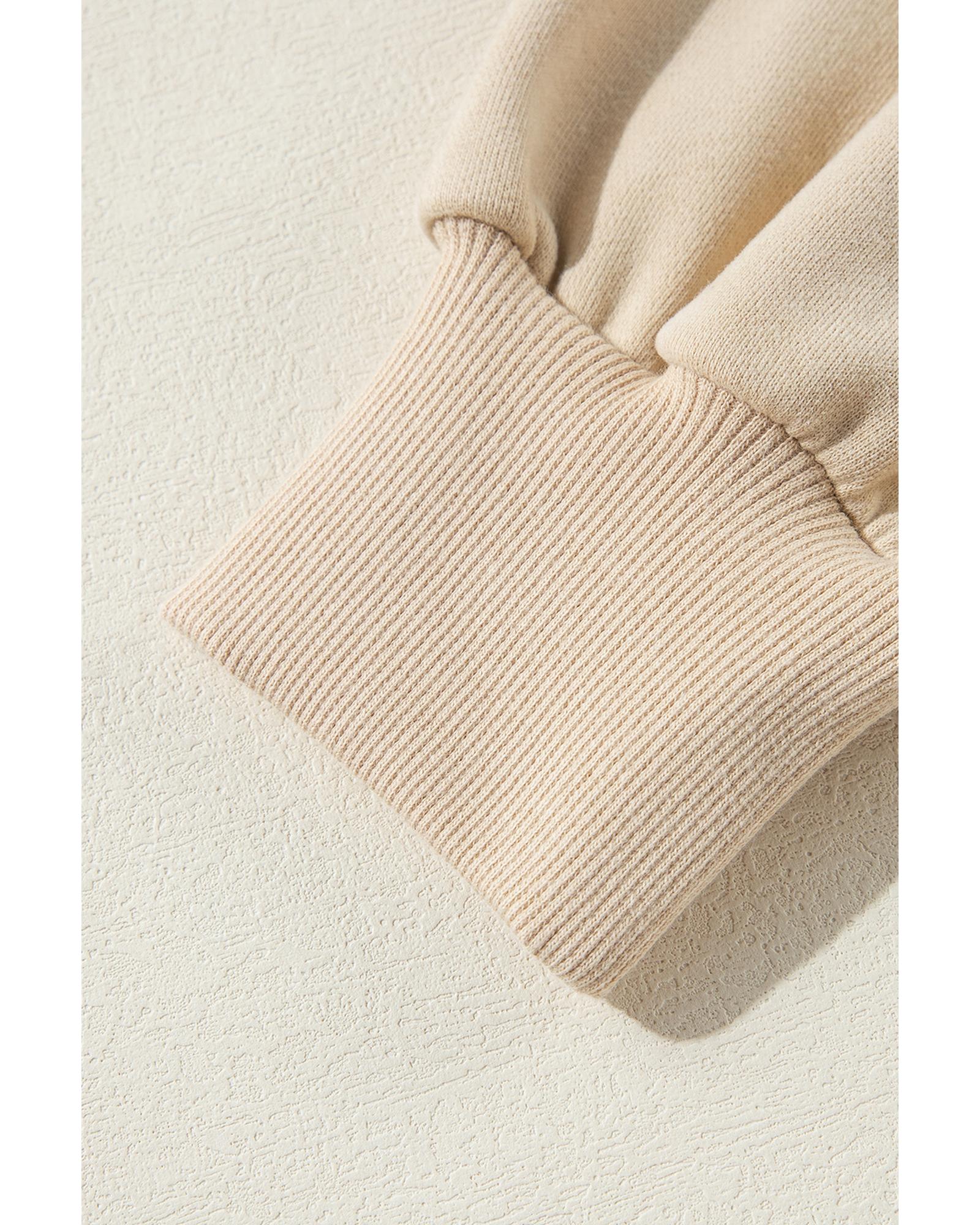 Apricot Solid Fleece Lined Drop Shoulder High Low Sweatshirt - L 6