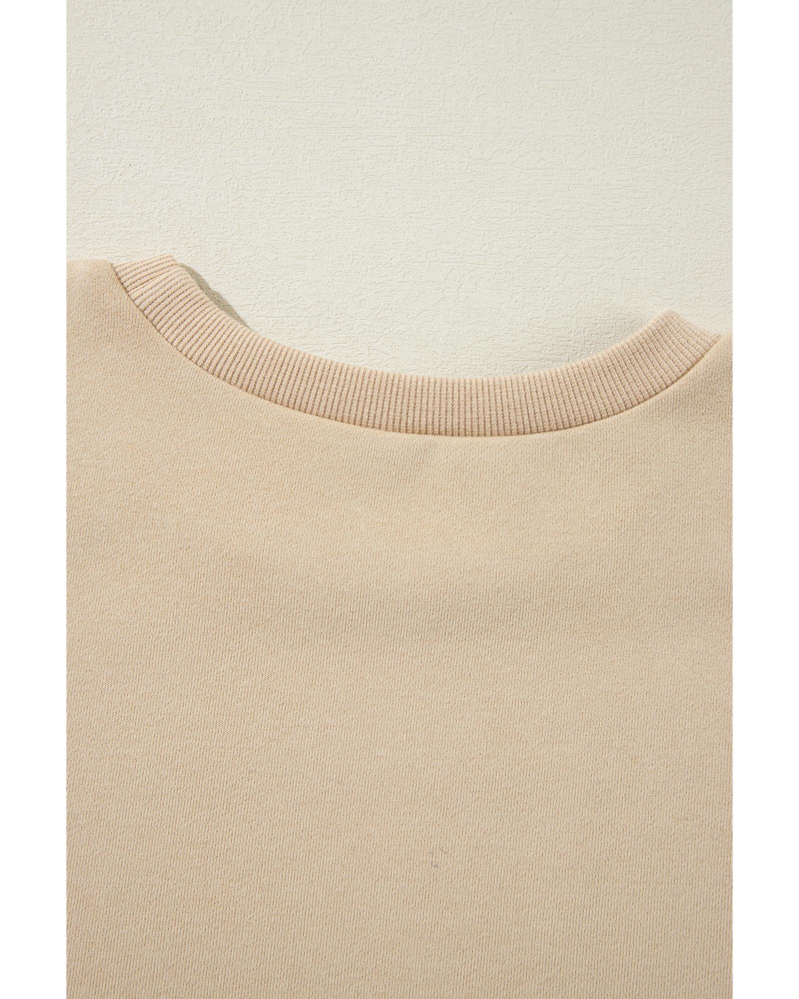 Apricot Solid Fleece Lined Drop Shoulder High Low Sweatshirt - XL 8