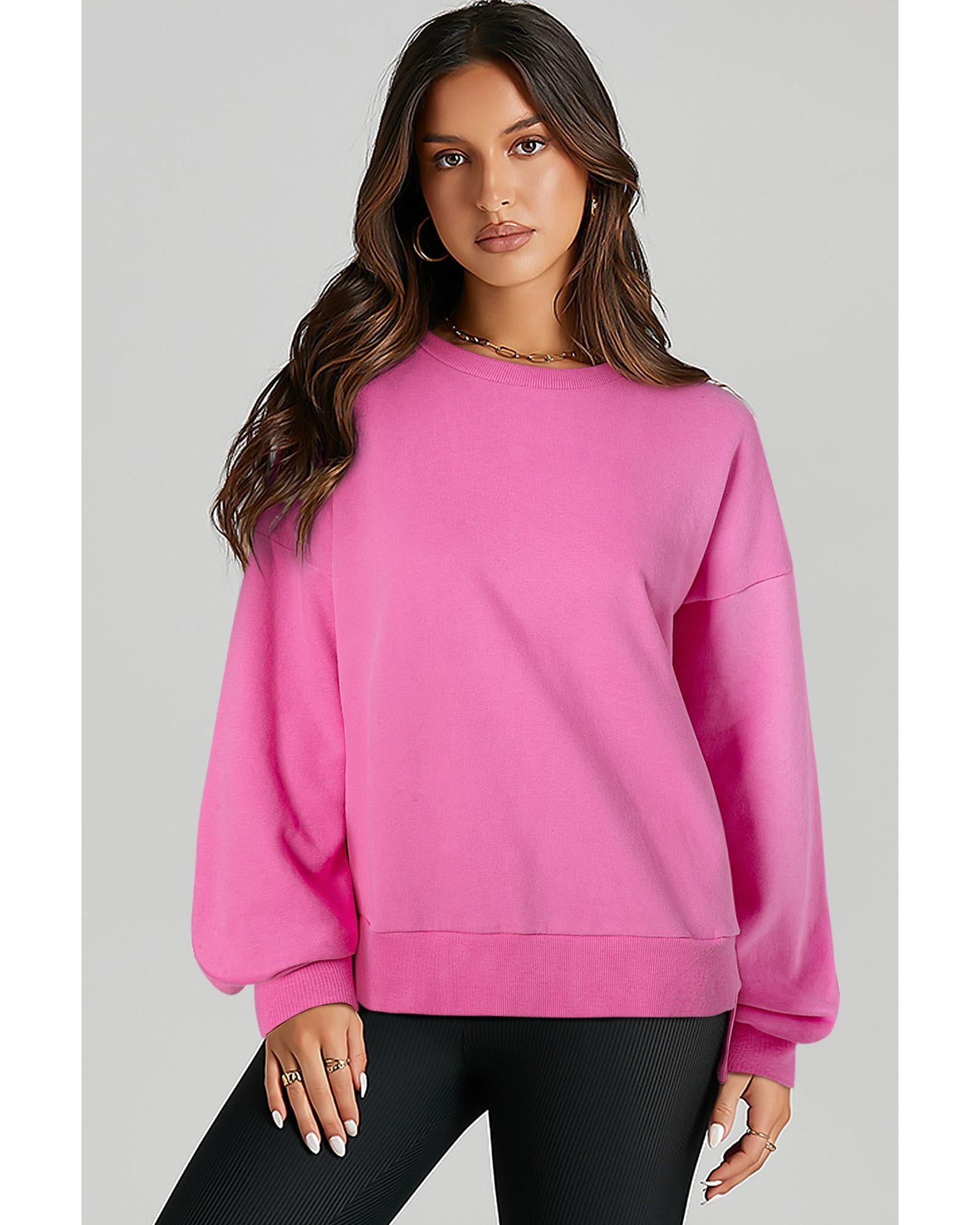 Bonbon Solid Fleece Lined Drop Shoulder High Low Sweatshirt - 2XL