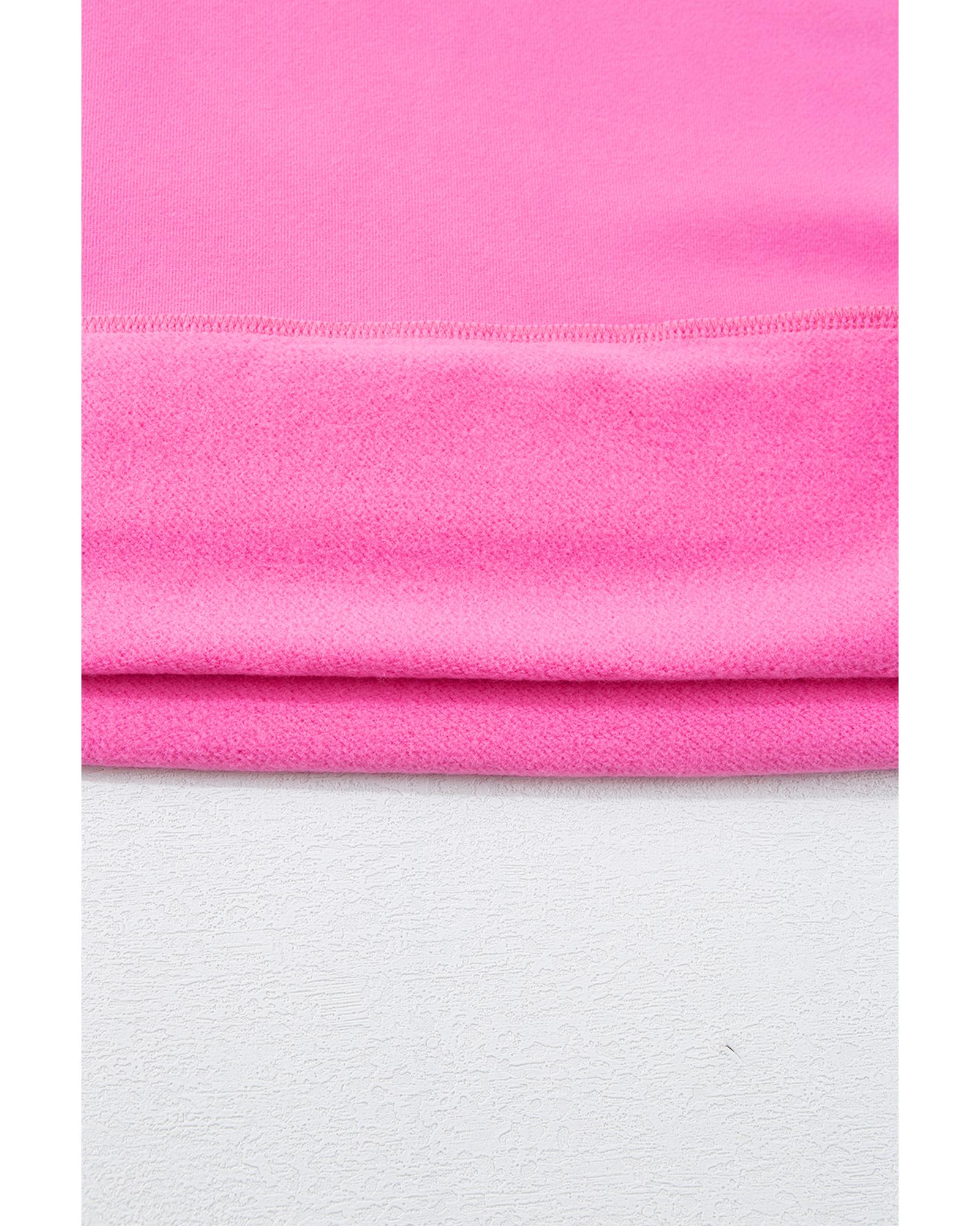 Bonbon Solid Fleece Lined Drop Shoulder High Low Sweatshirt - S 3