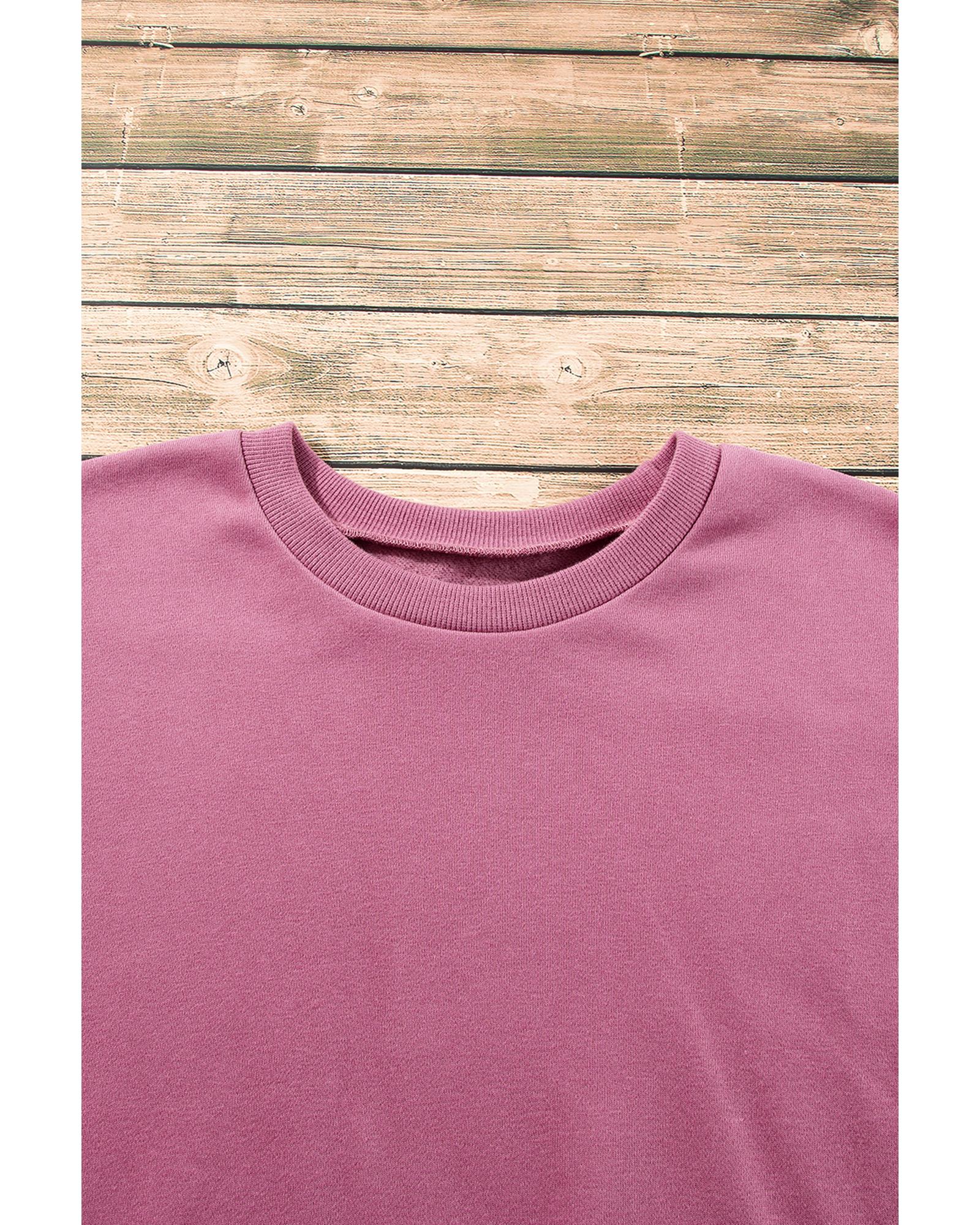 Valerian Solid Fleece Lined Drop Shoulder High Low Sweatshirt - XL 3